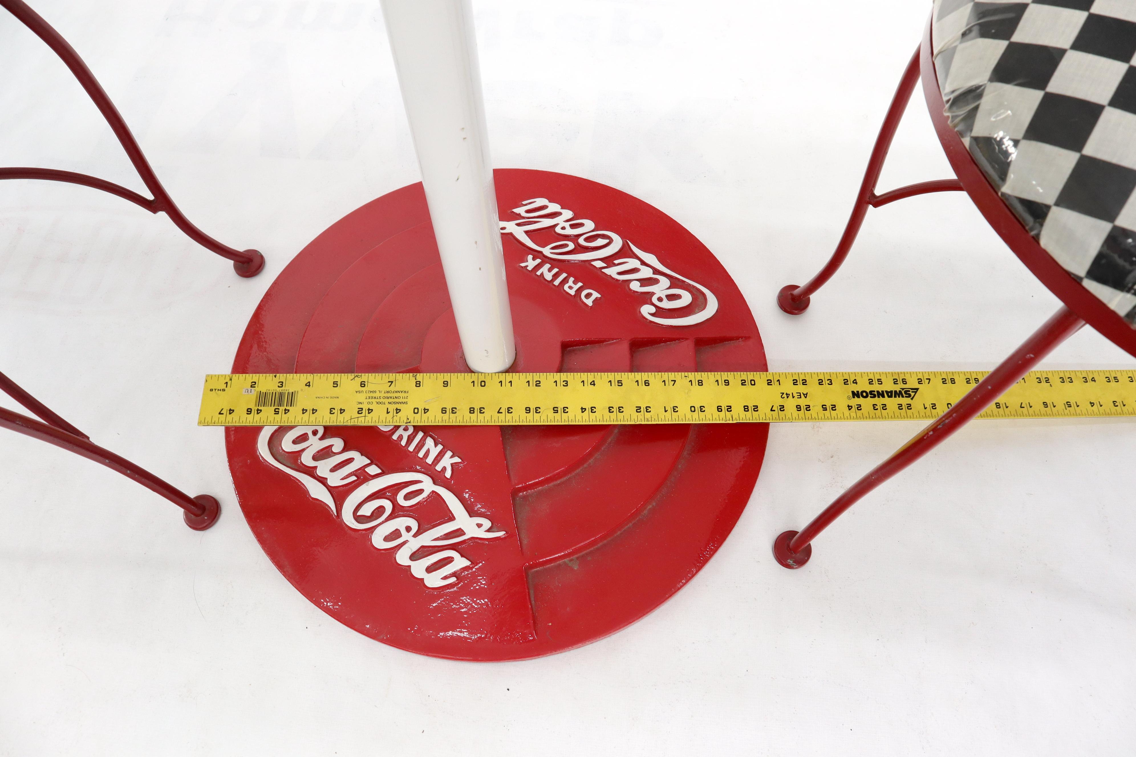 Two Chairs Cast Iron Marble-Top Table Coca-Cola Dinette Ice Cream Set Cafe Table For Sale 3