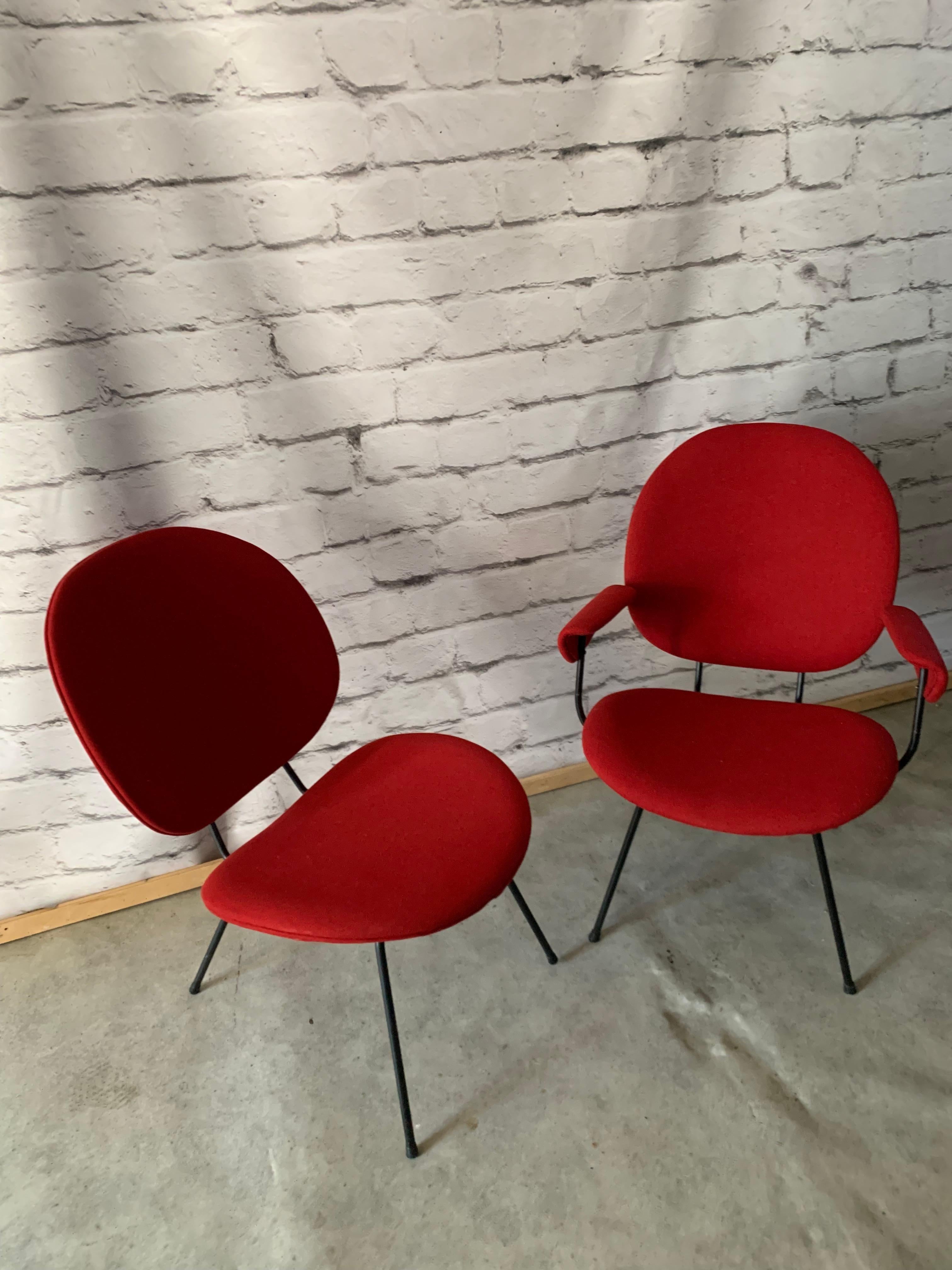 Mid-Century Modern Two Chairs Designed By W.H.Gispen For The Dutch Company Kembo