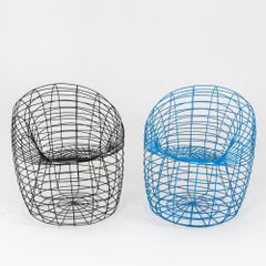 Two Chairs in Blue and Black by Anacleto Spazzapan, Italy 21st Century