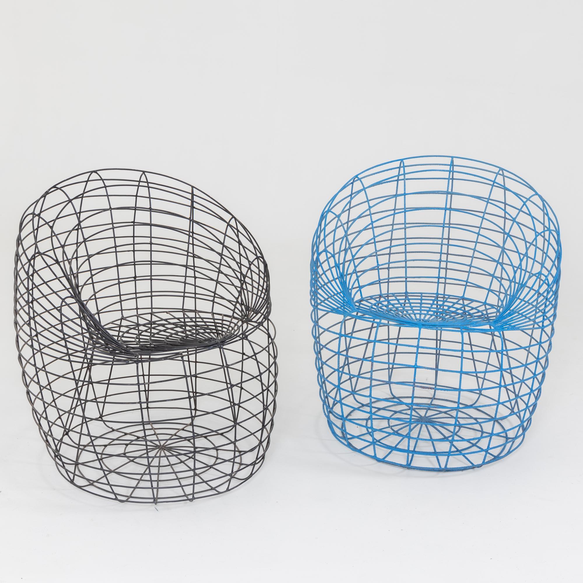 Contemporary Two Chairs in Blue and Black by Anacleto Spazzapan, Italy 21st Century For Sale