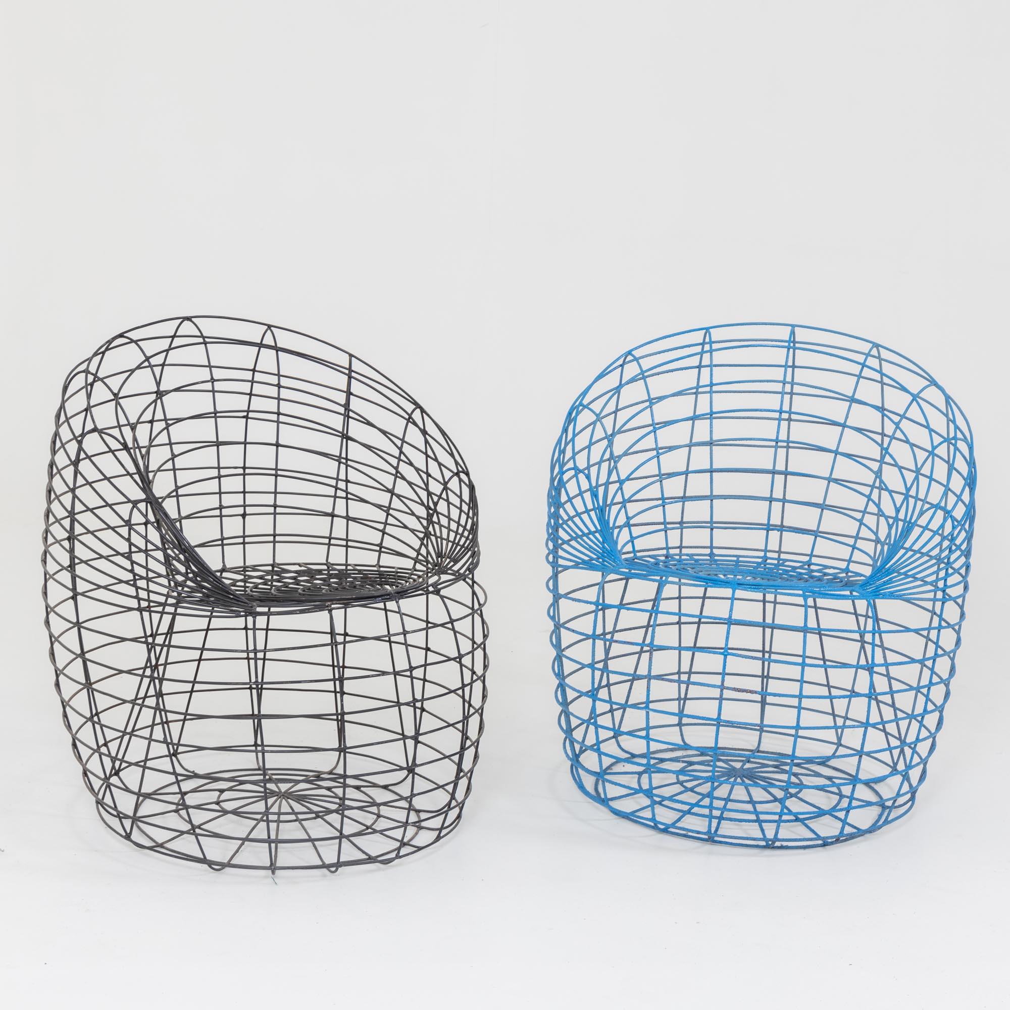 Metal Two Chairs in Blue and Black by Anacleto Spazzapan, Italy 21st Century For Sale