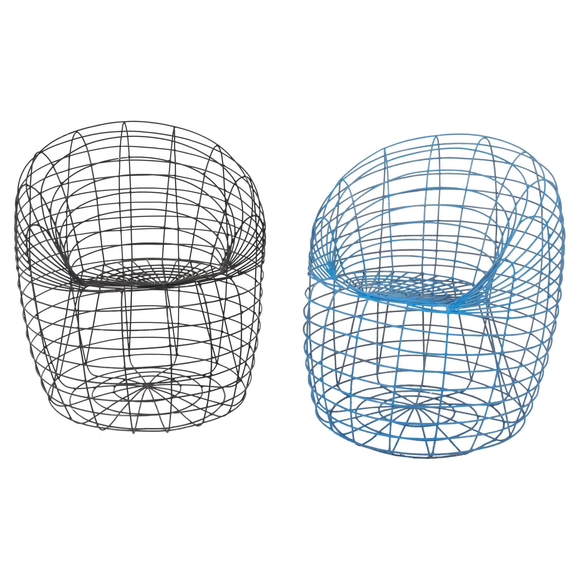 Two Chairs in Blue and Black by Anacleto Spazzapan, Italy 21st Century