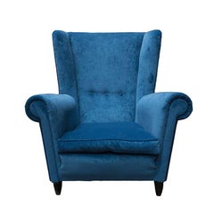 Two Chairs Velvet Blu, 1950 in Paolo Buffa Style