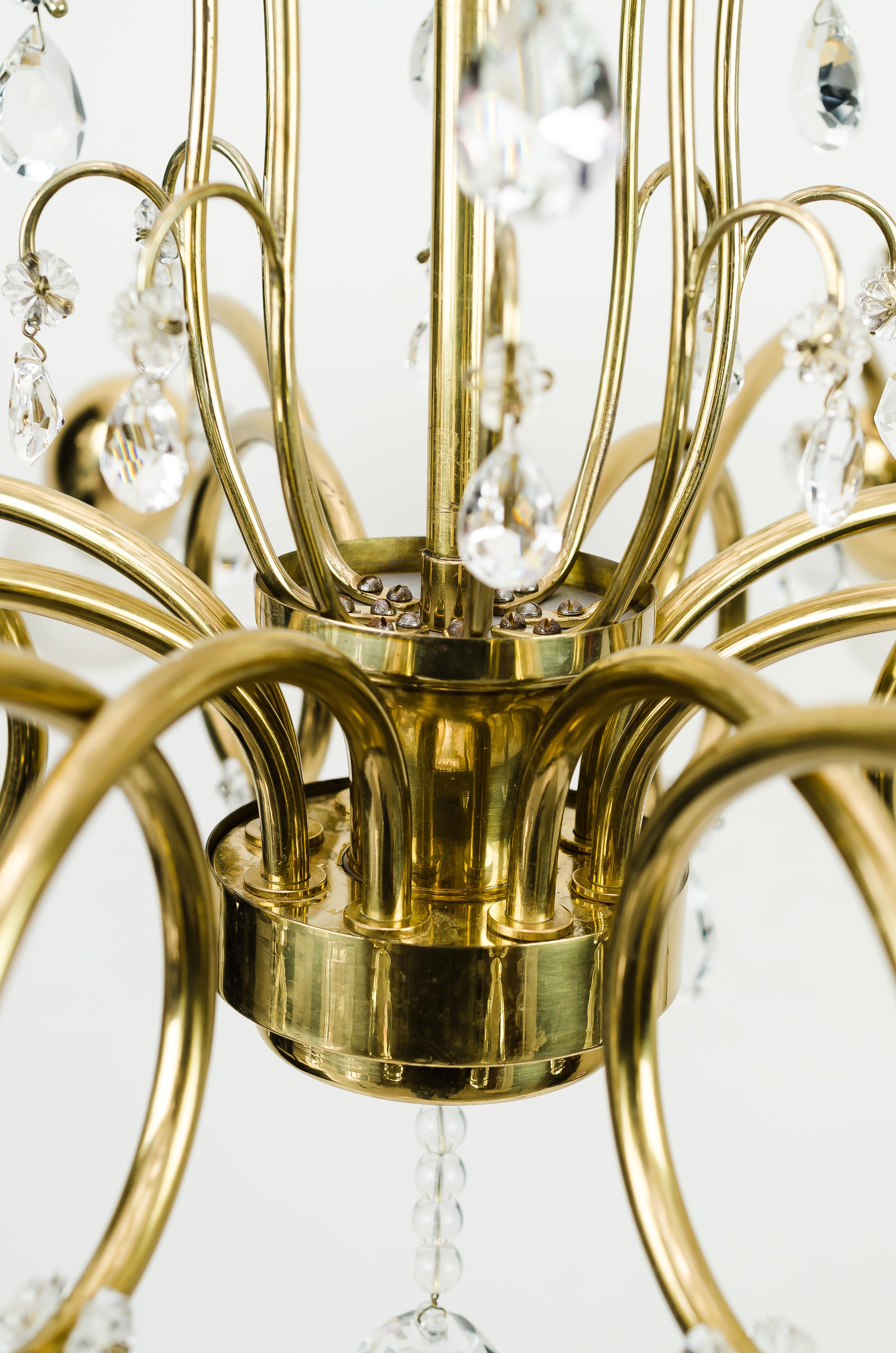 Brass Two Chandeliers circa 1950s Attributed to Lobmeyr For Sale