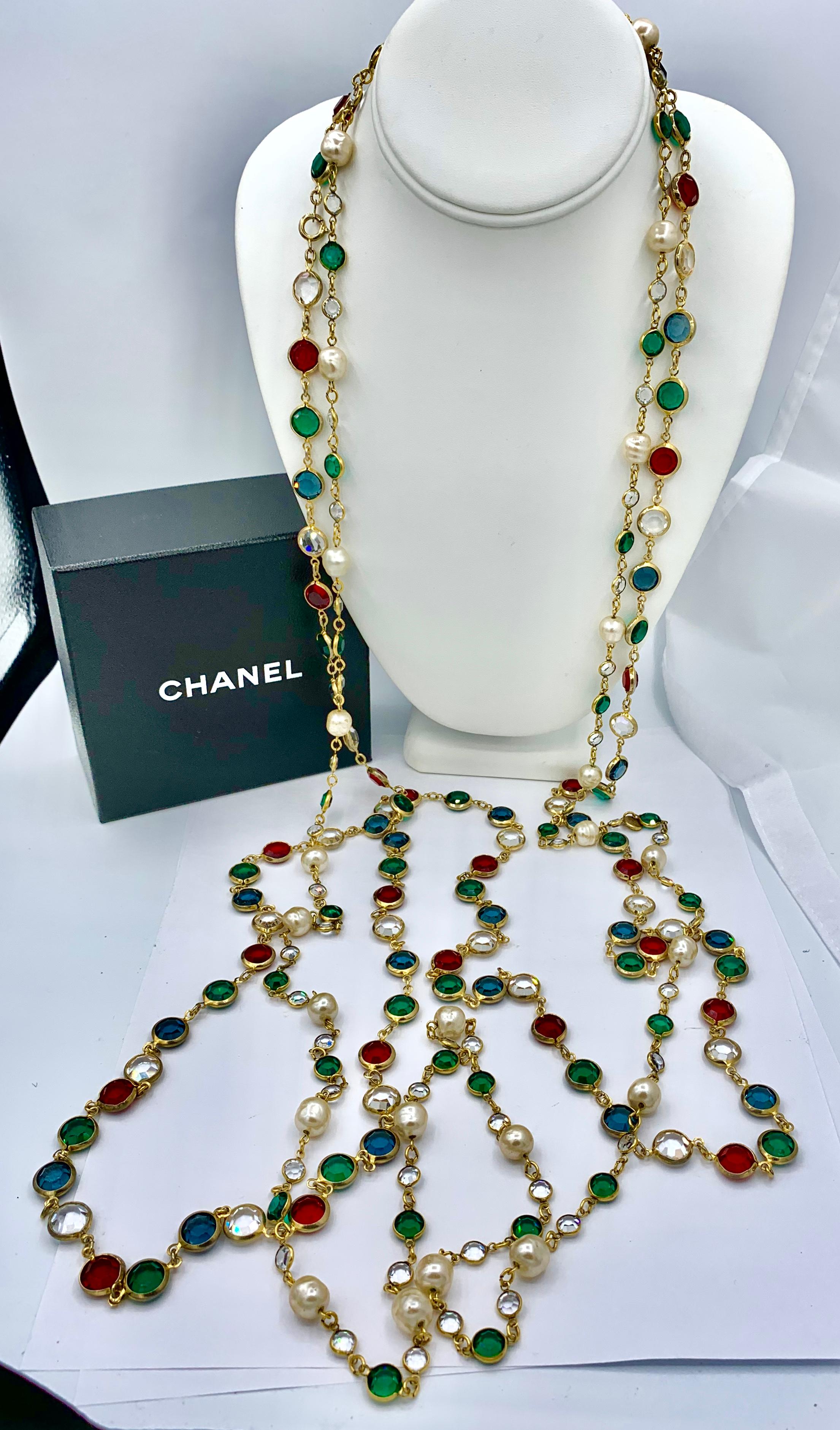 Contemporary Two Chanel Gripoix Necklaces 1981 Signed Estate of Barbara Taylor Bradford For Sale