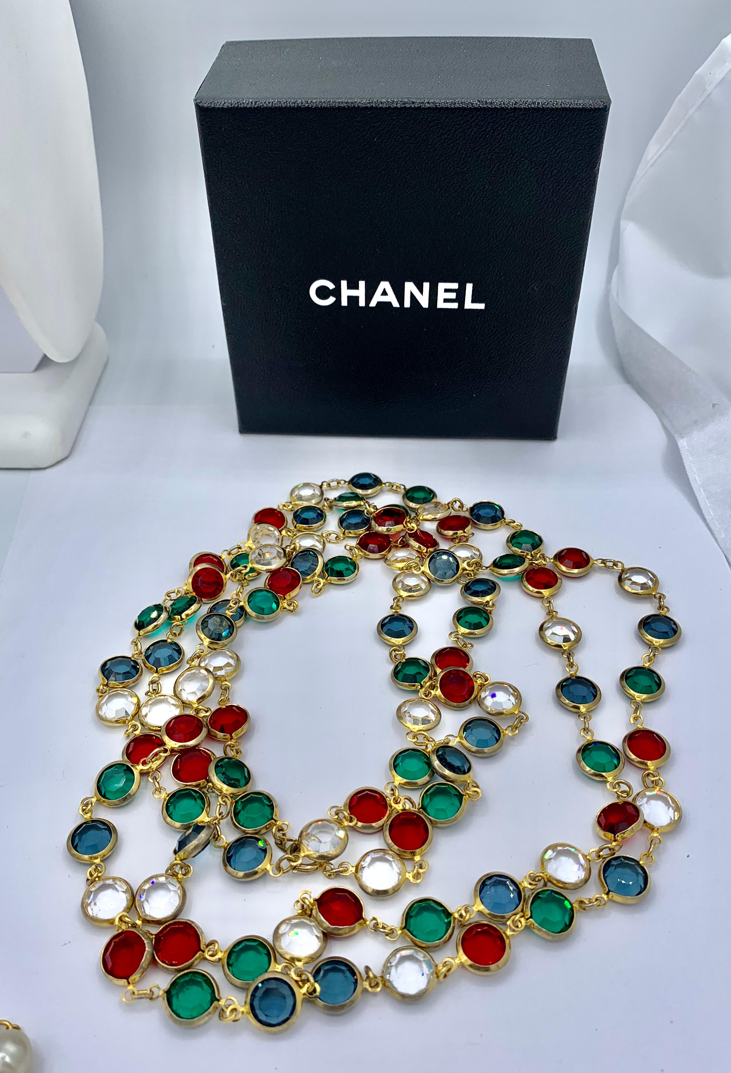 Two Chanel Gripoix Necklaces 1981 Signed Estate of Barbara Taylor Bradford In Excellent Condition For Sale In New York, NY