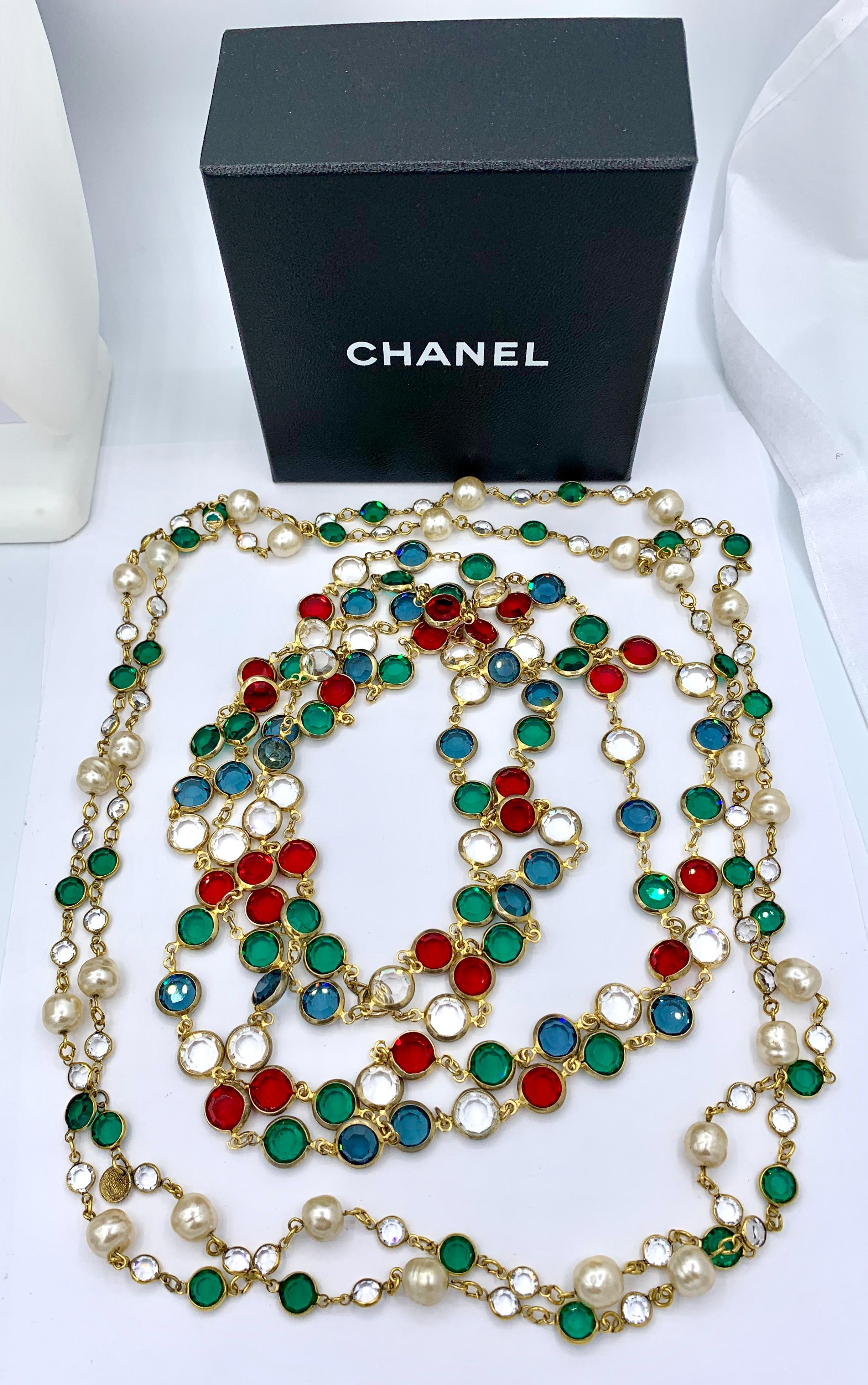 Women's Two Chanel Gripoix Necklaces 1981 Signed Estate of Barbara Taylor Bradford For Sale