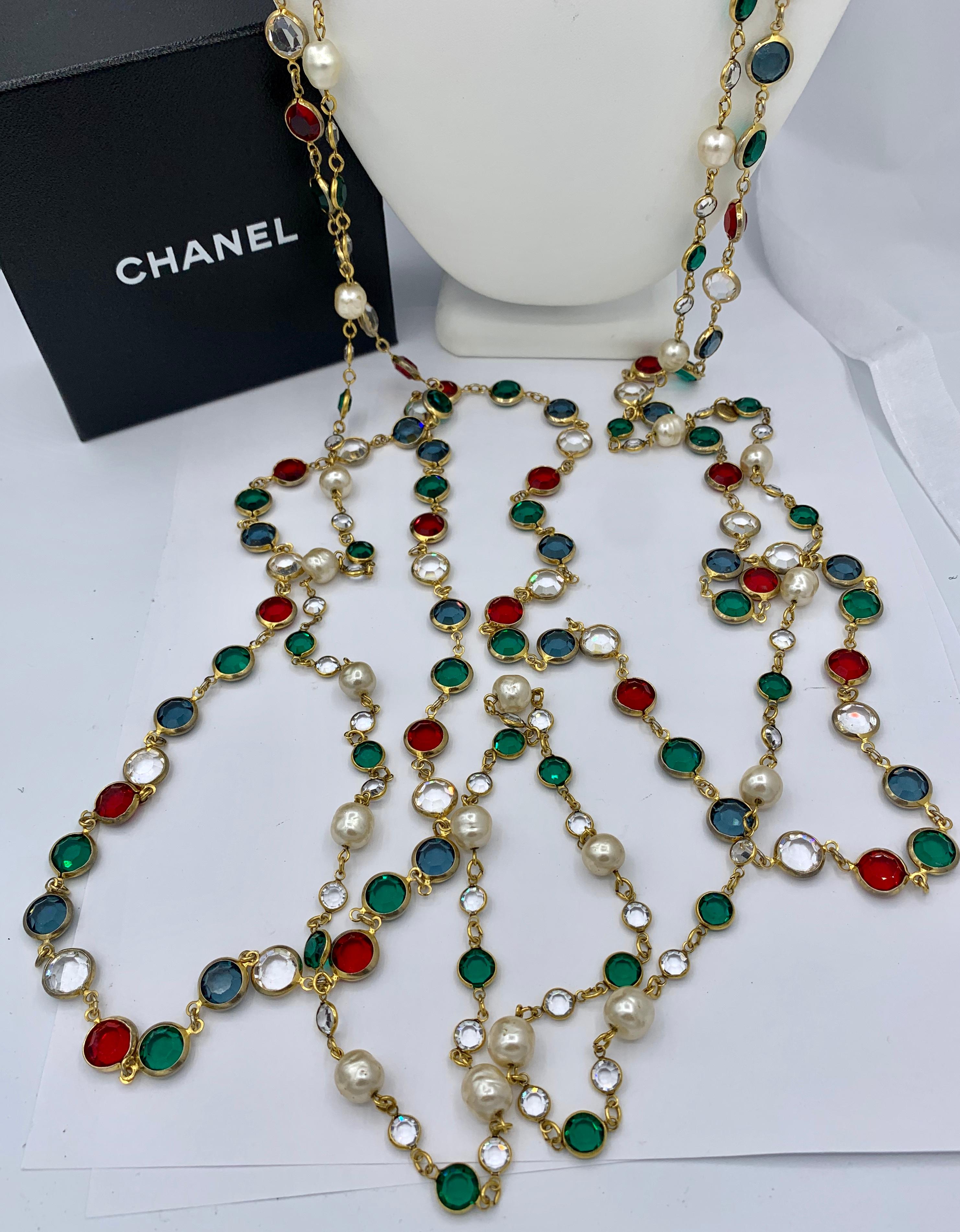 Two Chanel Gripoix Necklaces 1981 Signed Estate of Barbara Taylor Bradford For Sale 3