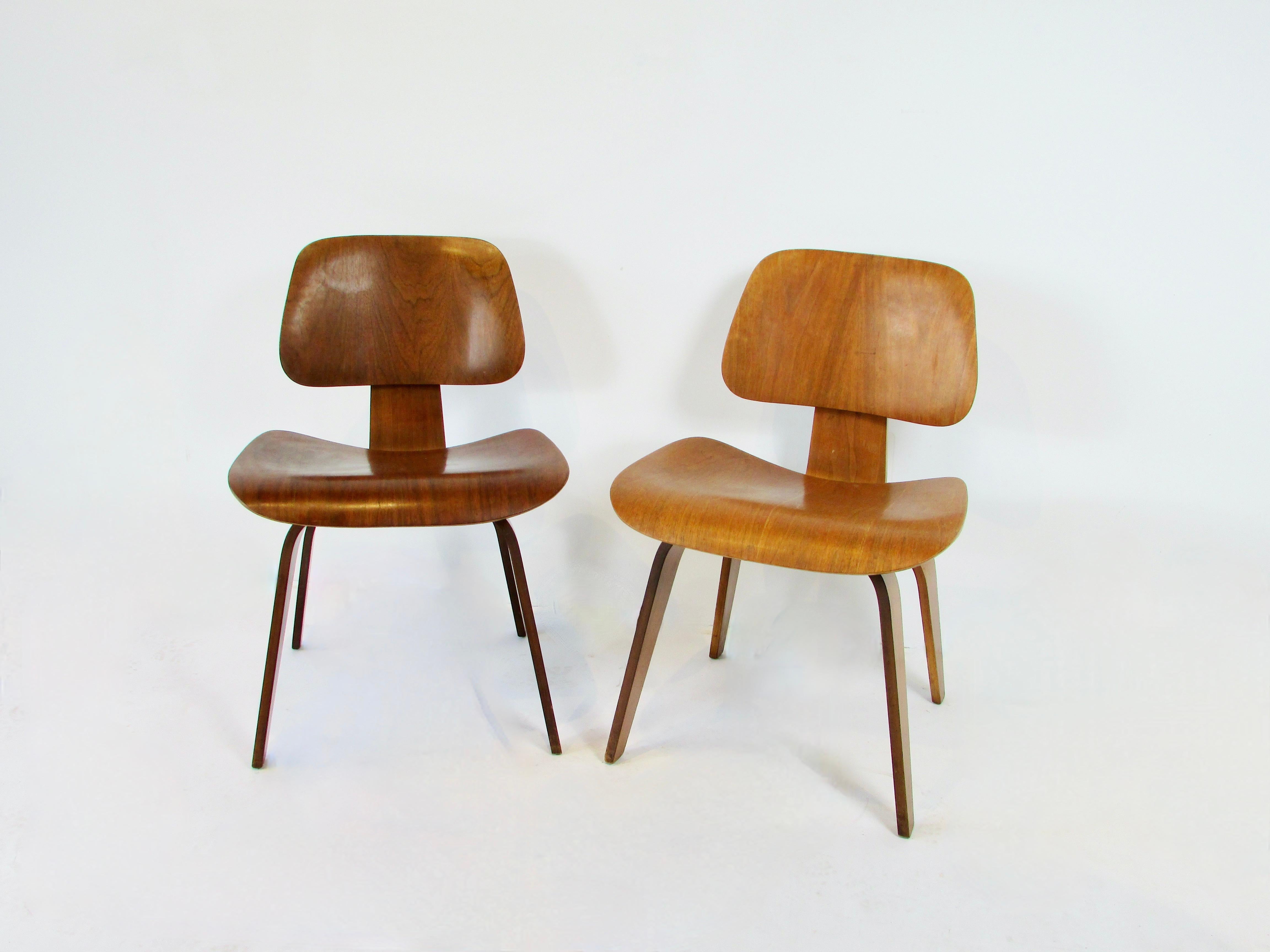 Two Charles and Ray Eames Herman Miller DCW chairs 7
