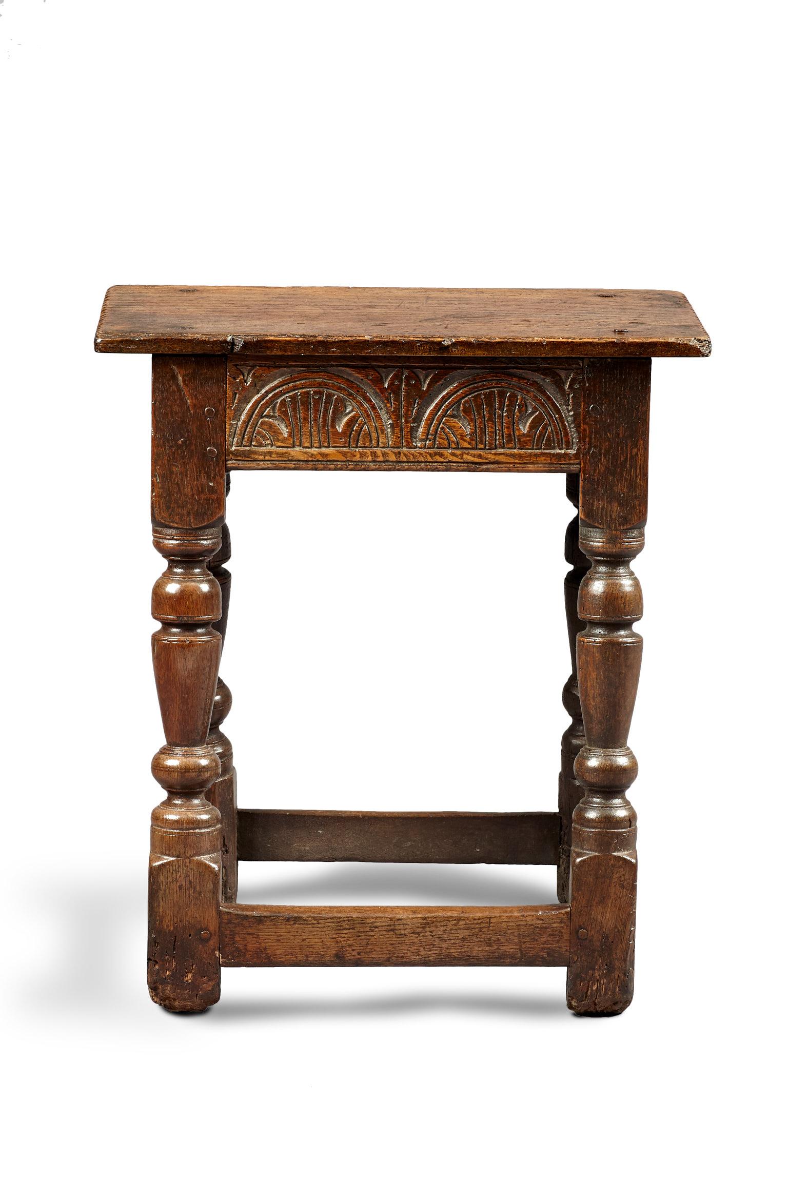 Two Charles I Oak Joined Stools, English, Gloucestershire, circa 1630-1640 For Sale 2