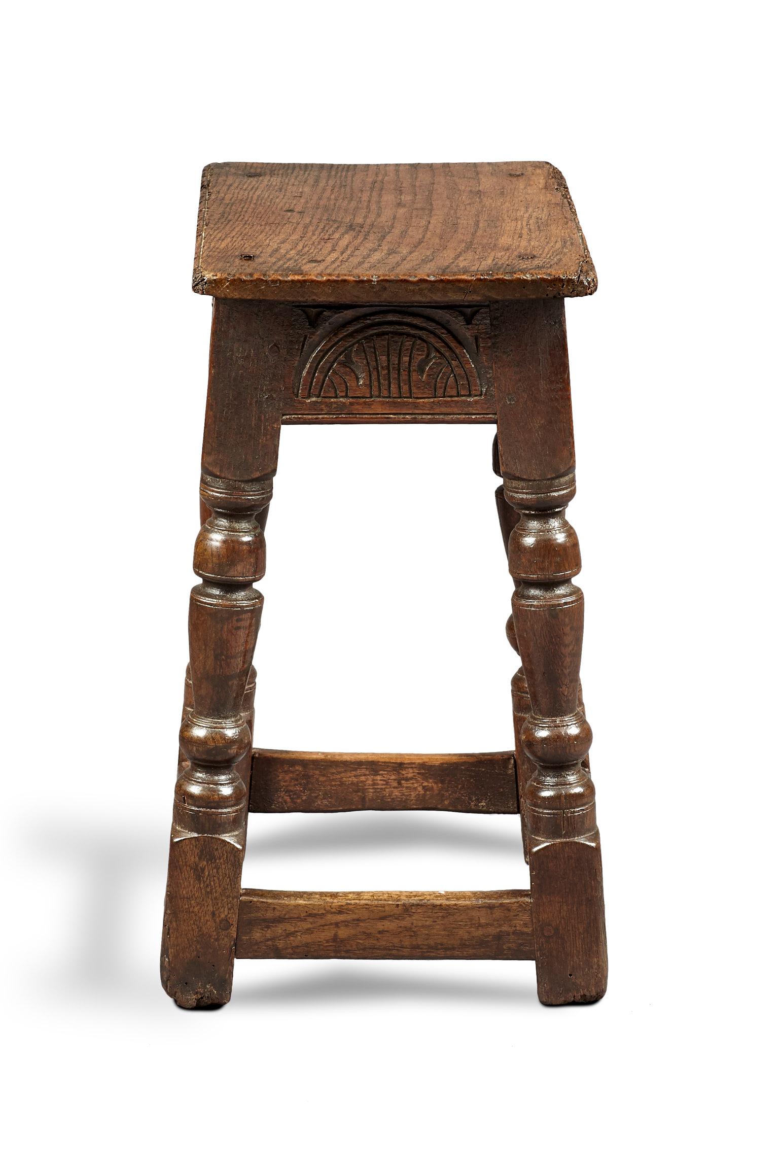 Two Charles I Oak Joined Stools, English, Gloucestershire, circa 1630-1640 For Sale 4