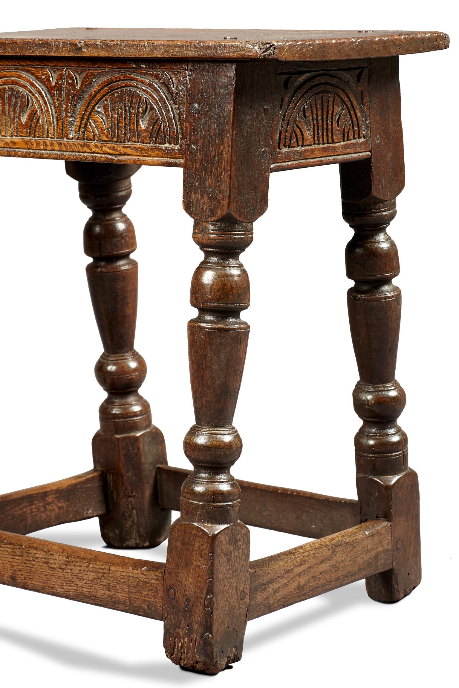 Two Charles I Oak Joined Stools, English, Gloucestershire, circa 1630-1640 For Sale 6