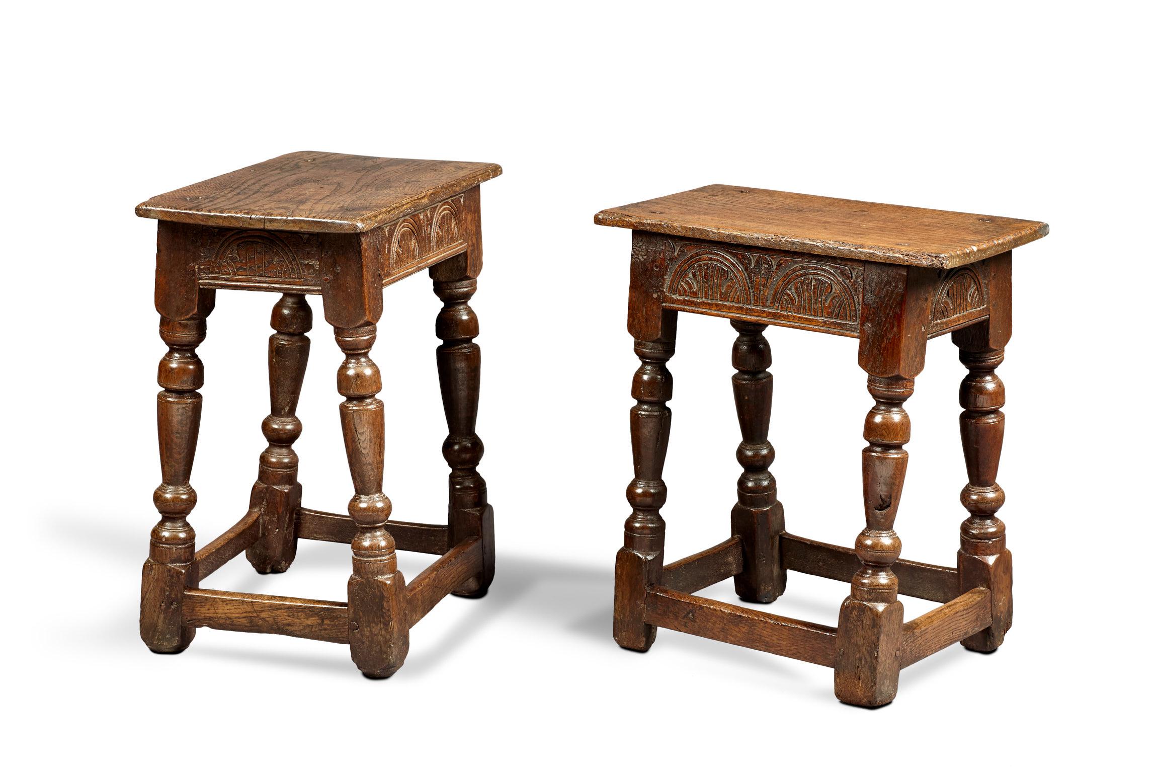 Two Charles I Oak Joined Stools, English, Gloucestershire, circa 1630-1640 For Sale 8