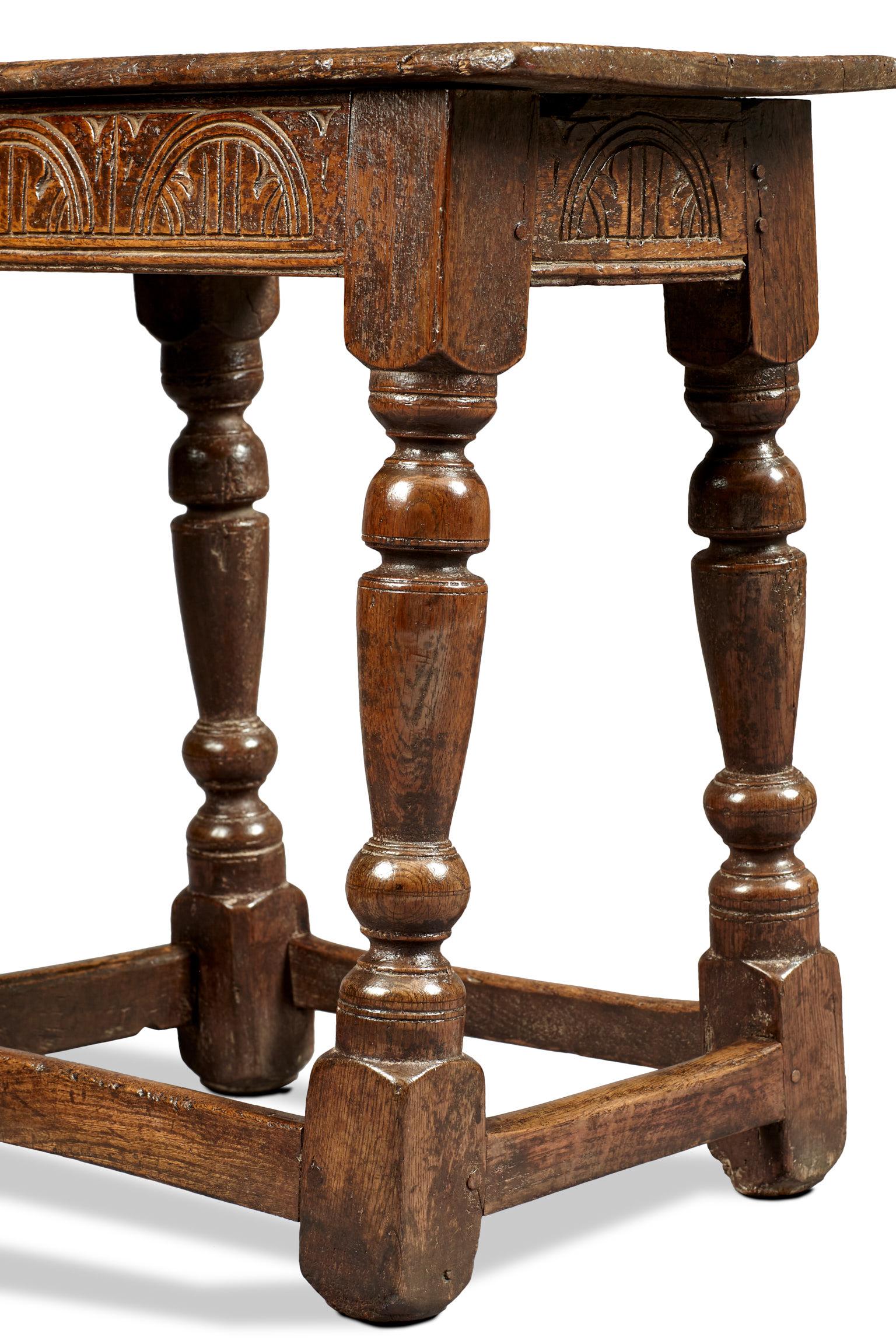Two Charles I Oak Joined Stools, English, Gloucestershire, circa 1630-1640 In Good Condition For Sale In Matlock, Derbyshire