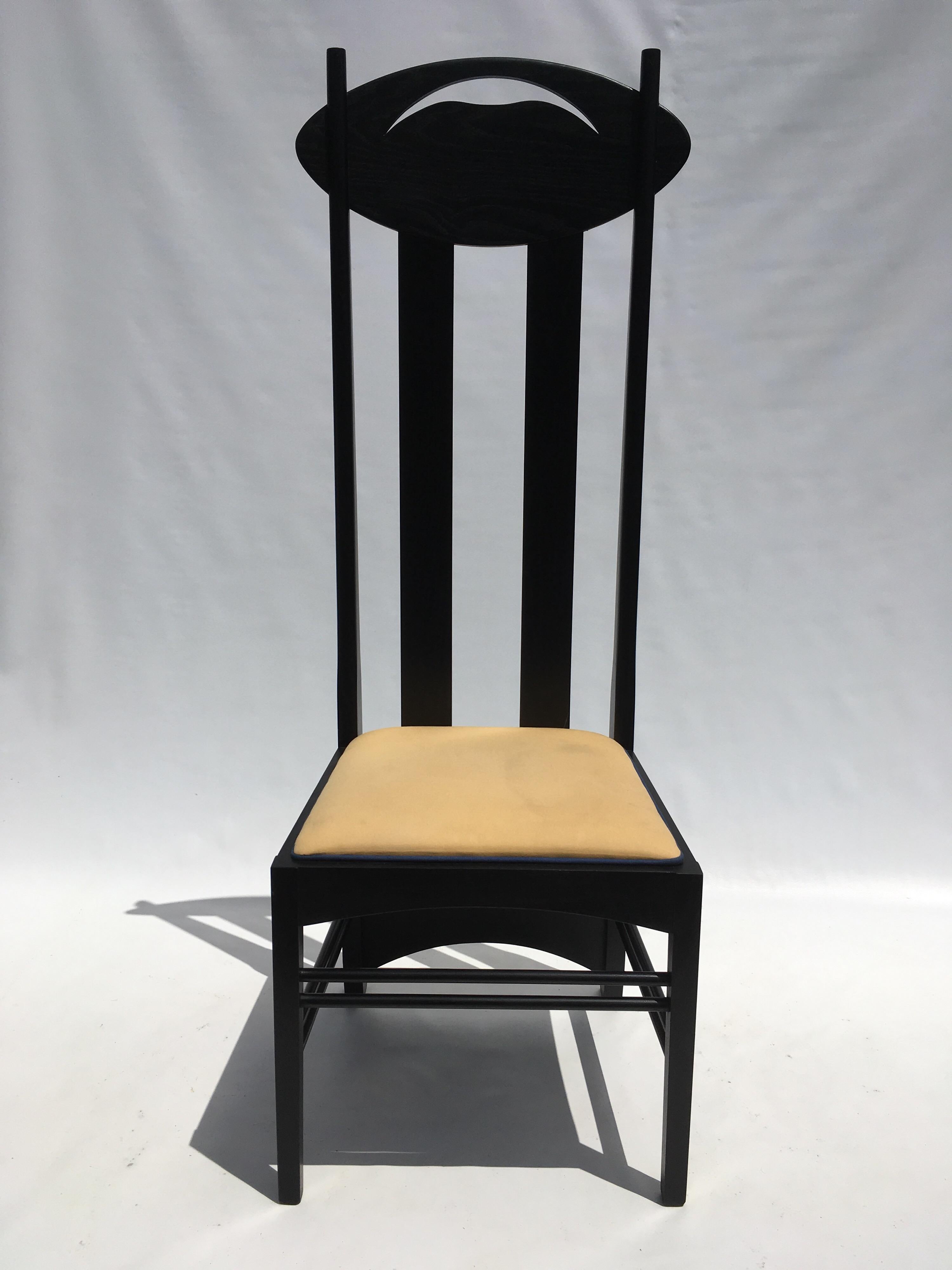 Fabric Two Charles Rennie Mackintosh Tall Back Chairs by Cassina