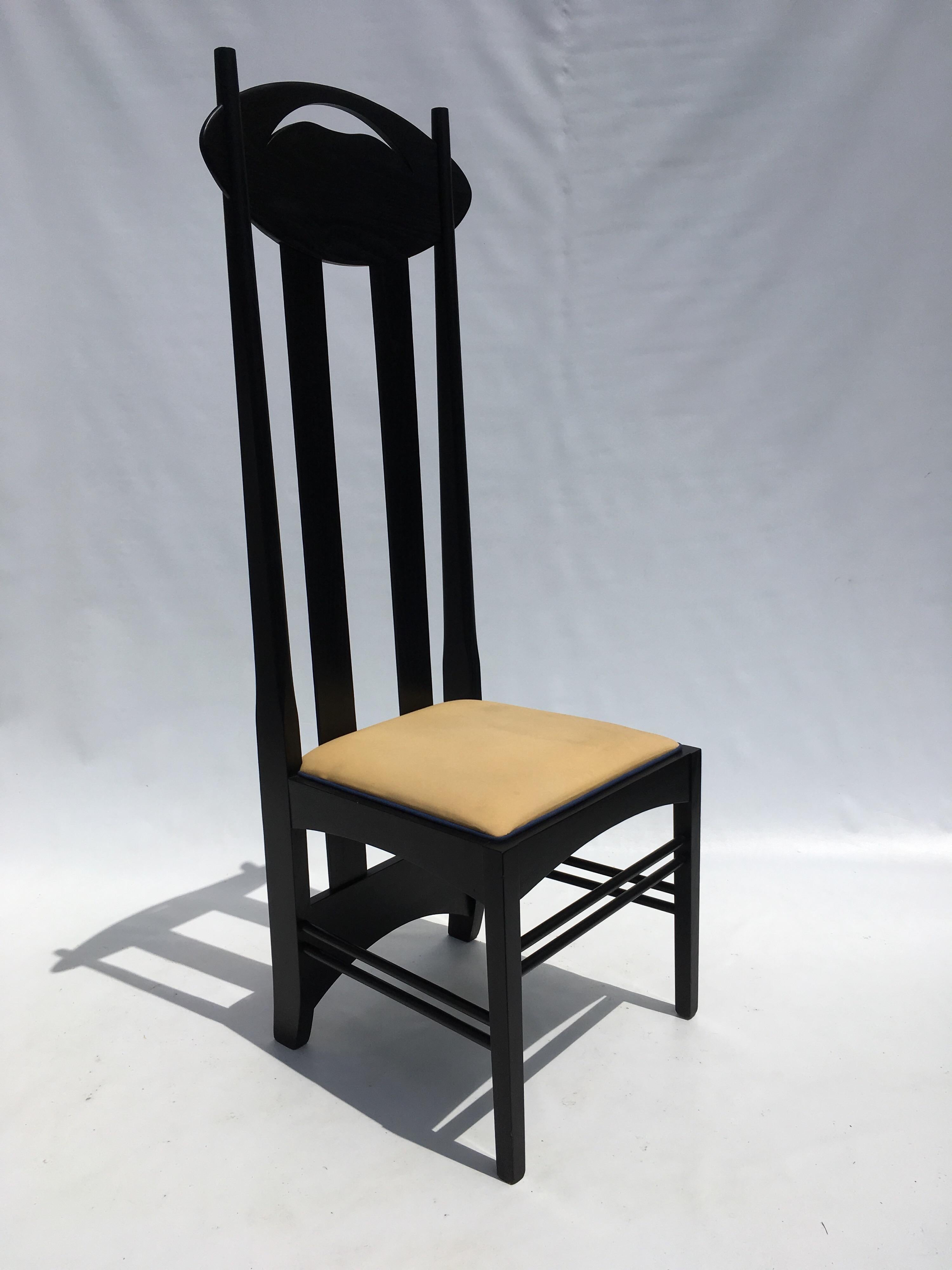 Late 20th Century Two Charles Rennie Mackintosh Tall Back Chairs by Cassina