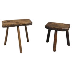 Two Charming 18th Century Primitive Country Stools