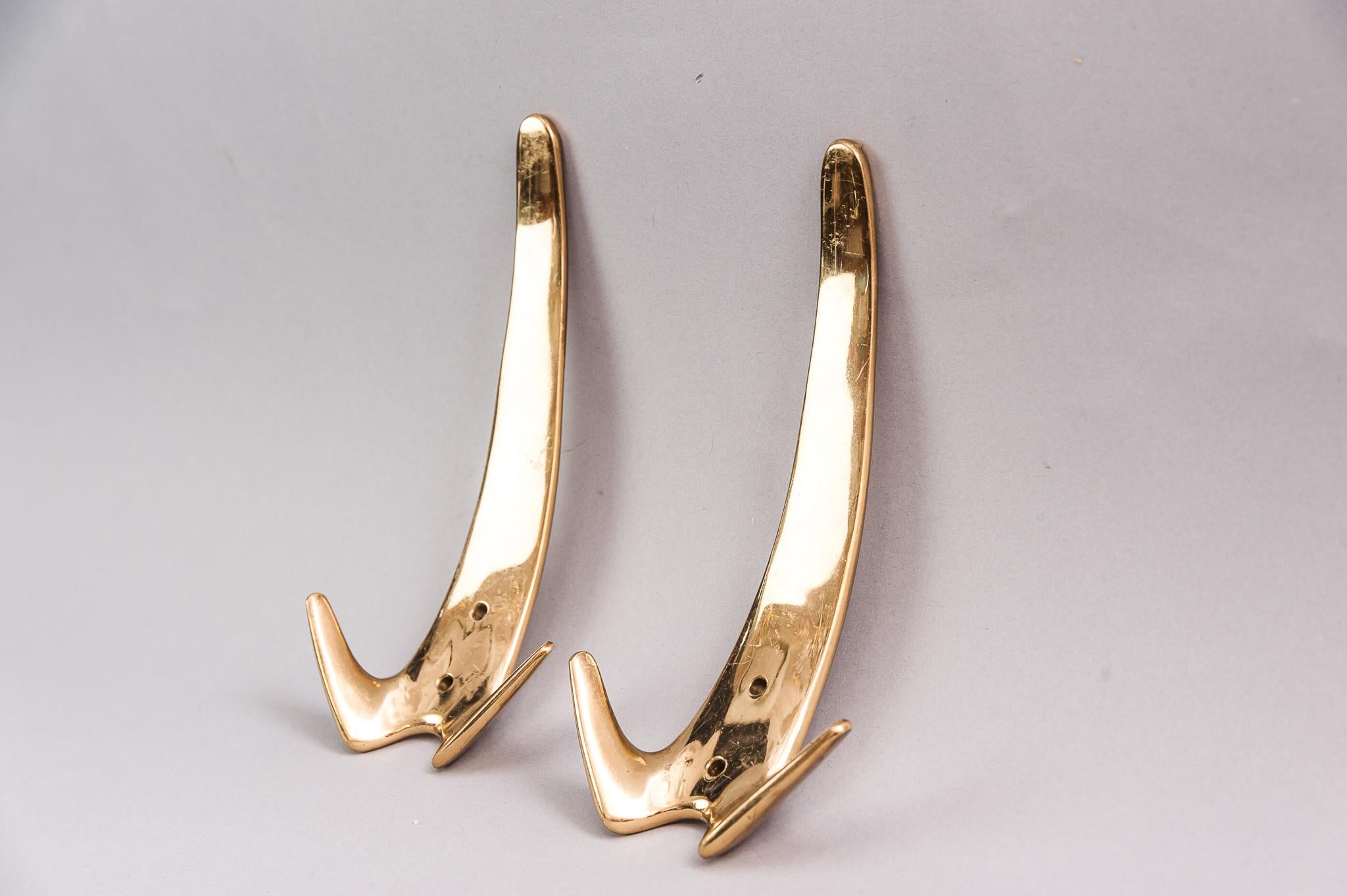 Mid-Century Modern Two Charming Auböck Wall Hooks, circa 1950s