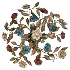 Two Charming Italian Floral Flush Mount Light Fixtures