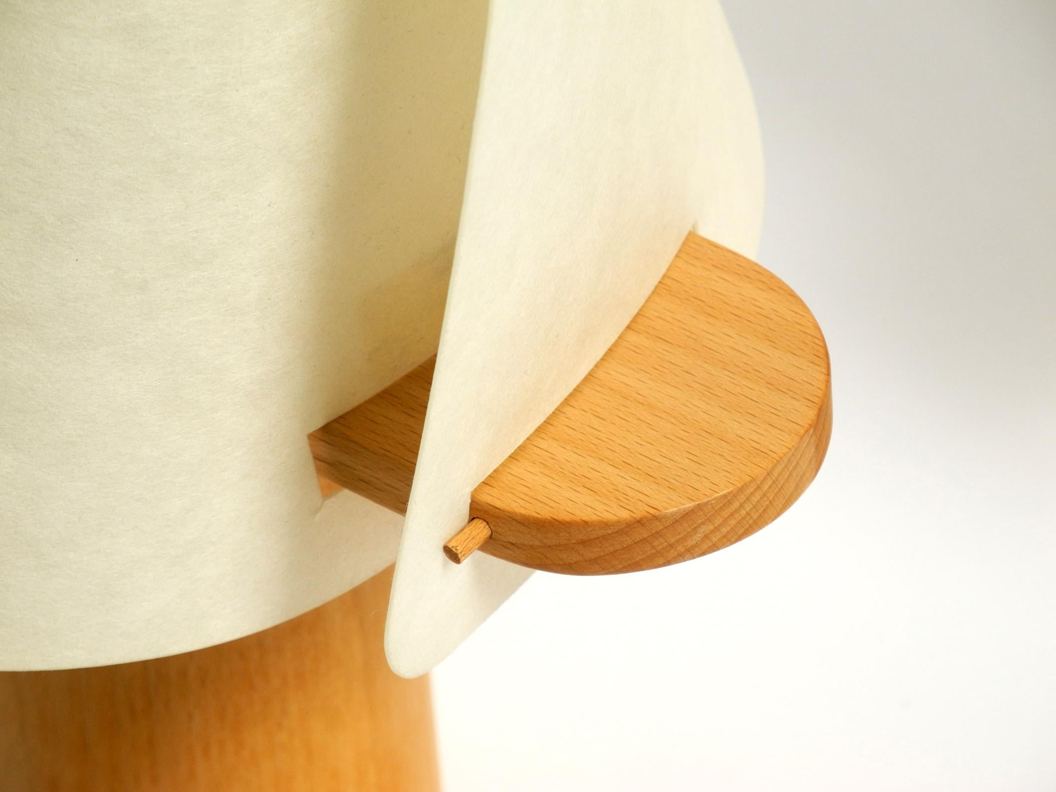 Two Charming Minimalistic Oak Table Lamps with Lunopal Shades by Domus  1980s For Sale 6
