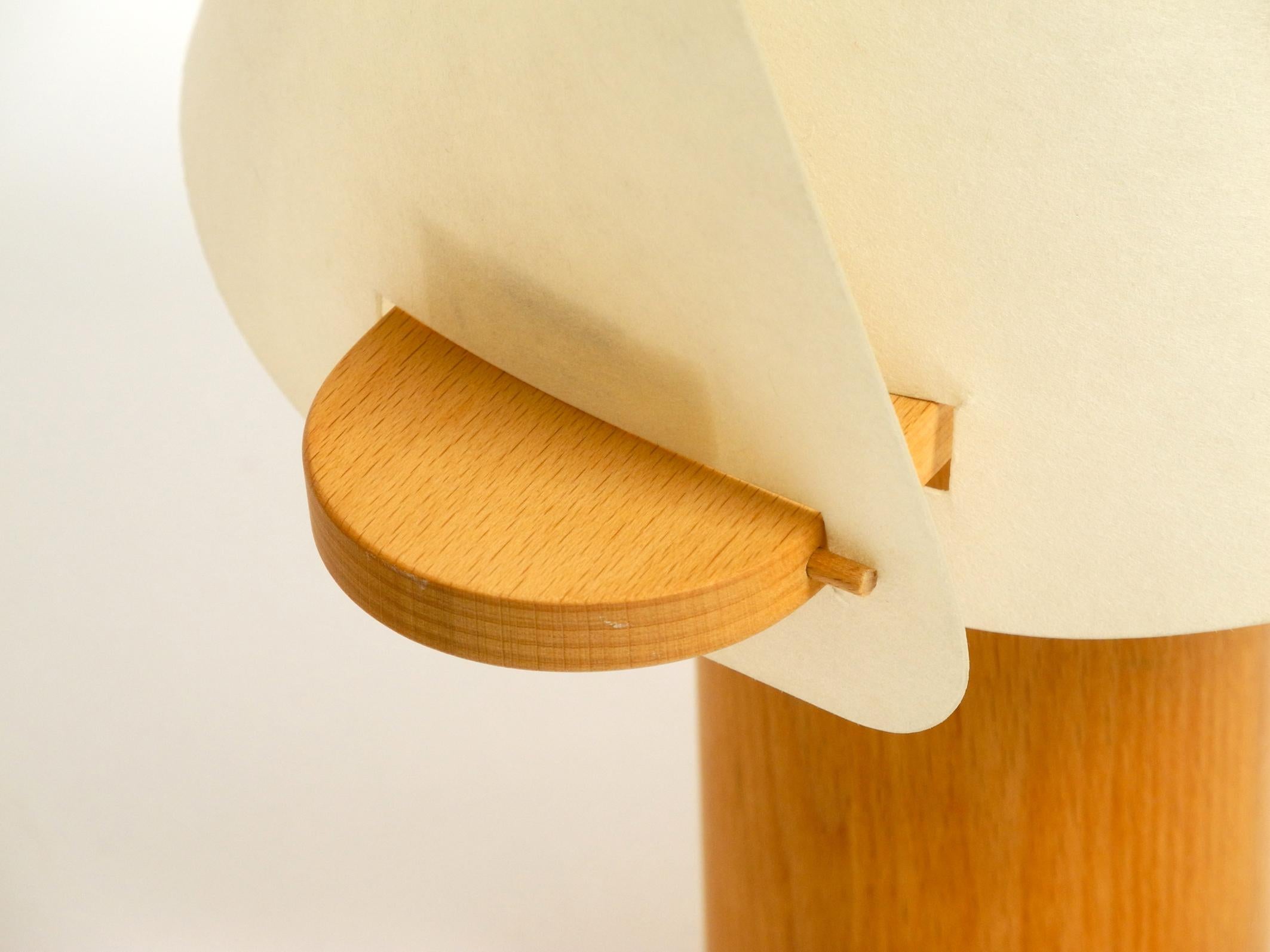 Two Charming Minimalistic Oak Table Lamps with Lunopal Shades by Domus  1980s For Sale 1