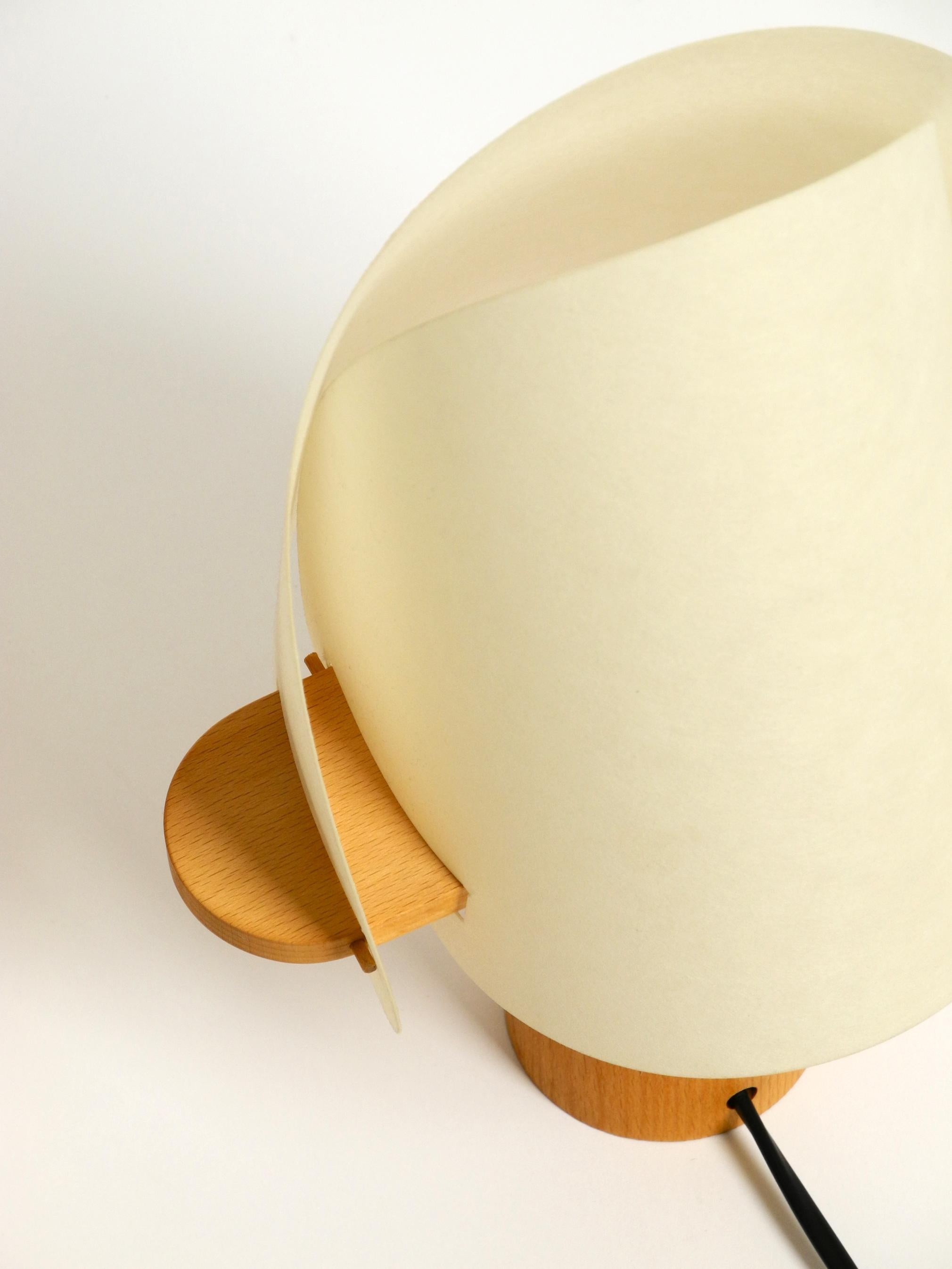 Two Charming Minimalistic Oak Table Lamps with Lunopal Shades by Domus  1980s For Sale 2