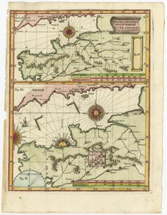 Two Charts of The English Channel, Each Adorned with Nice Compass Roses, ca.1700