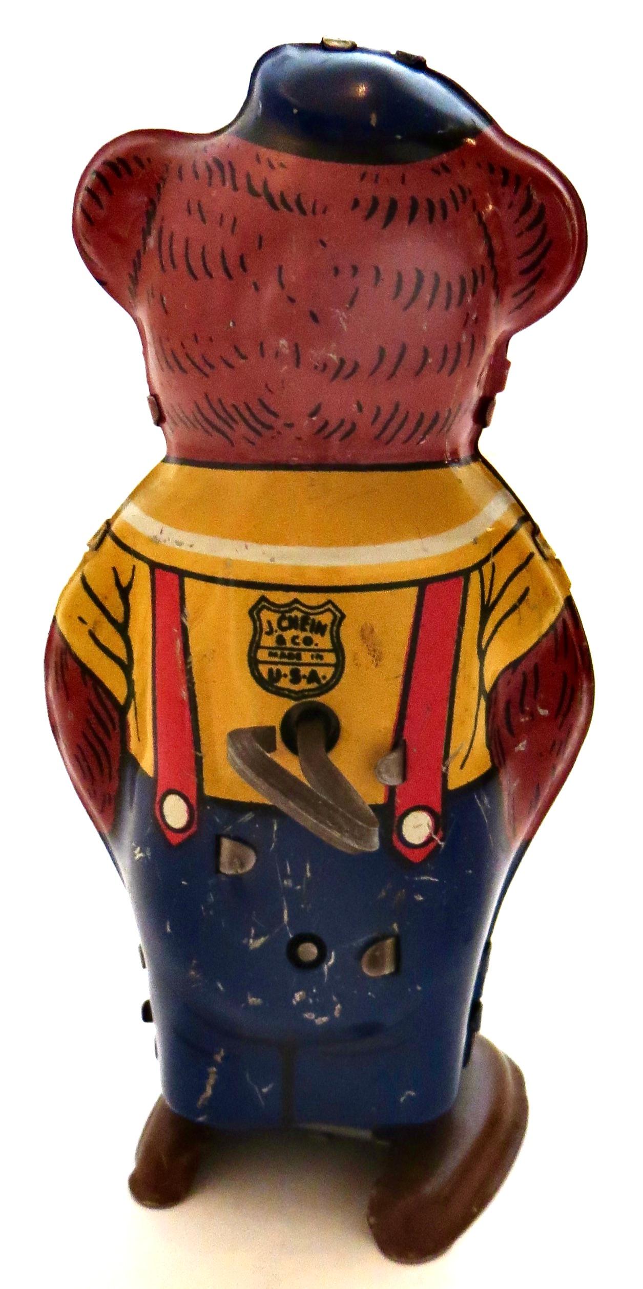 Chein Wind-Up-Spielzeug „Dancing Bear“ und „Dancing Pig“ mit Schnur; amerikanisch, um 1938 im Angebot 1