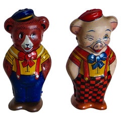 Deux jouets à vent Chein "Dancing Bear" et "Dancing Pig" ; Américain Circa 1938
