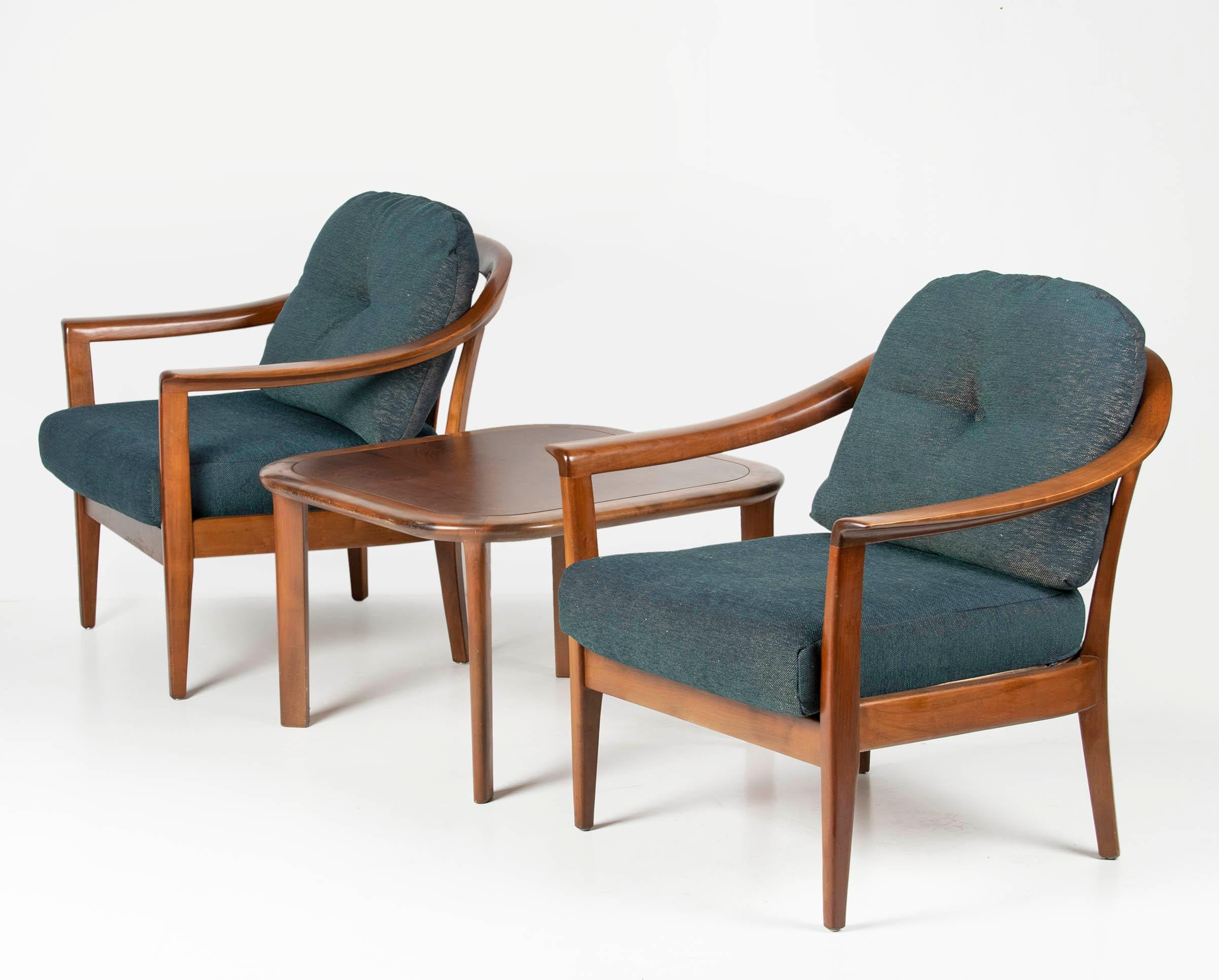 German Two Cherrywood Easy Chairs with Sidetable made by Wilhelm Knoll Mid-20th Century