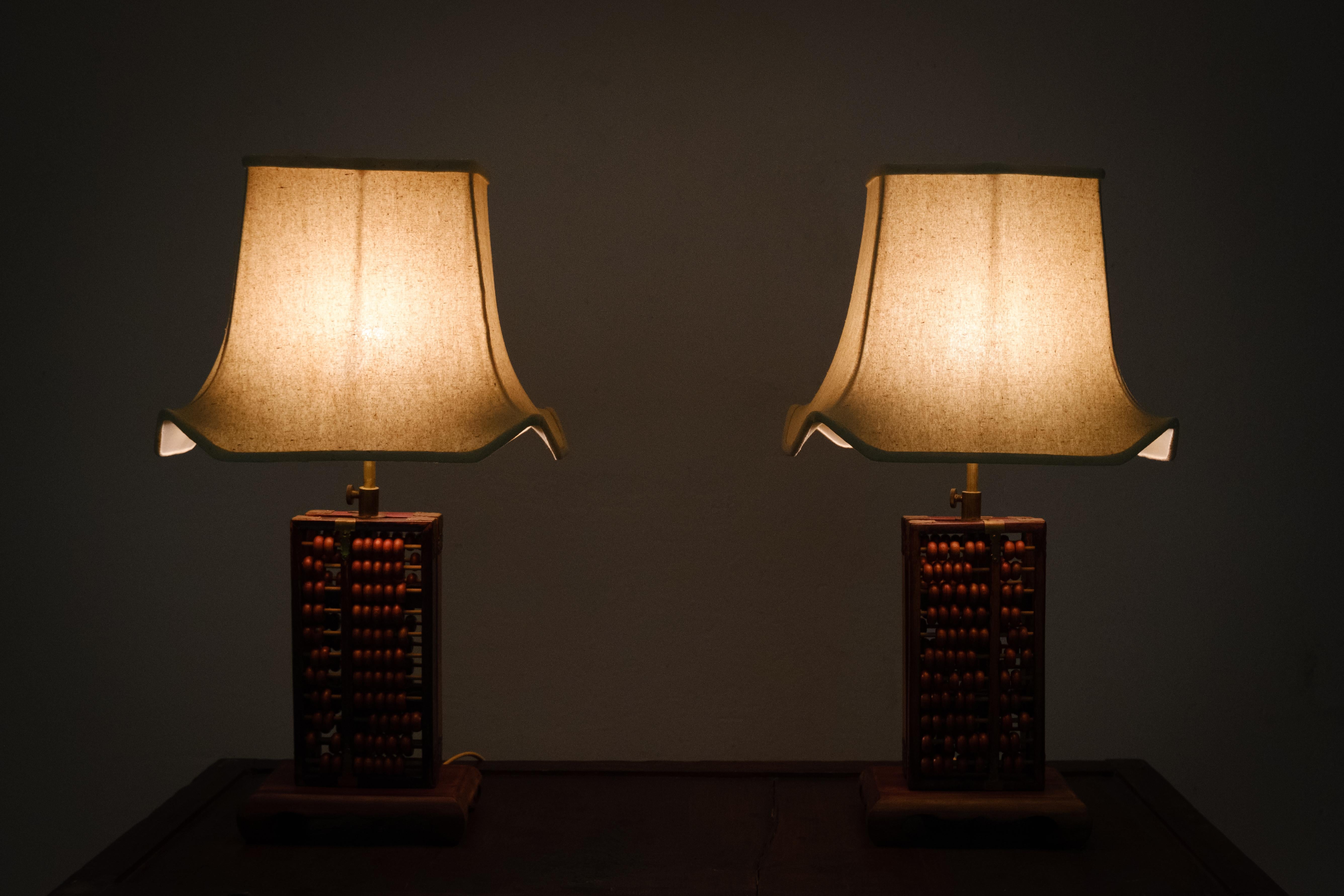 Two Chinese Abacus Table Lamps, 1960s 3