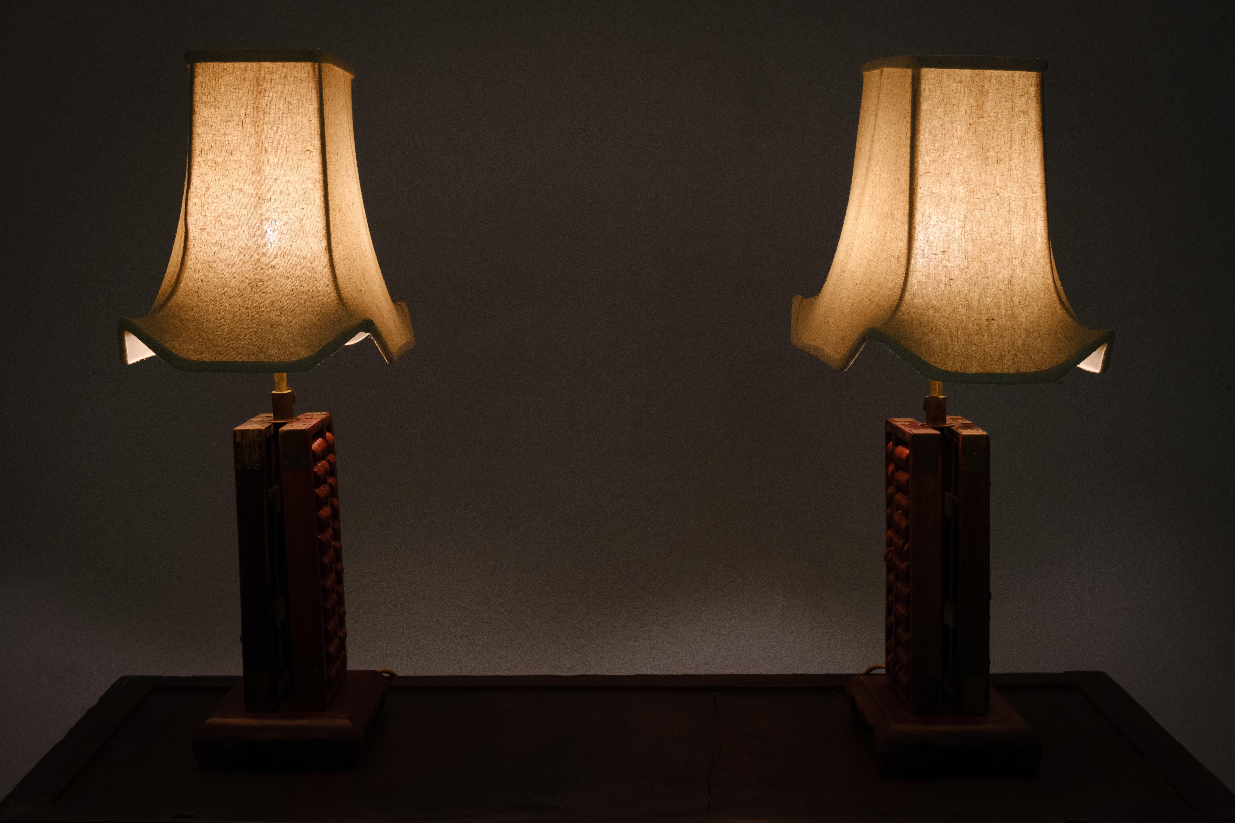 Two Chinese Abacus Table Lamps, 1960s 4