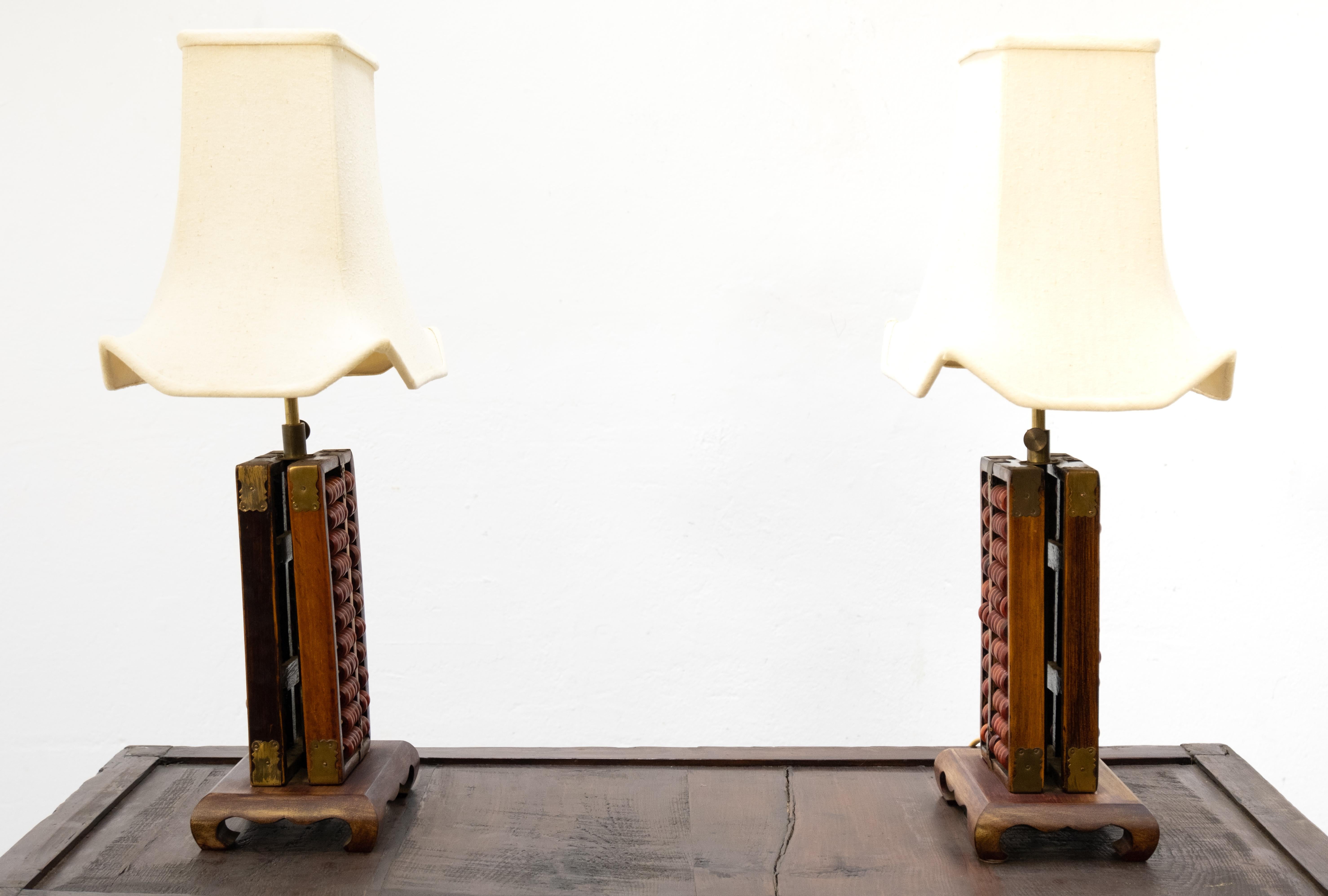 Two Chinese Abacus Table Lamps, 1960s 5