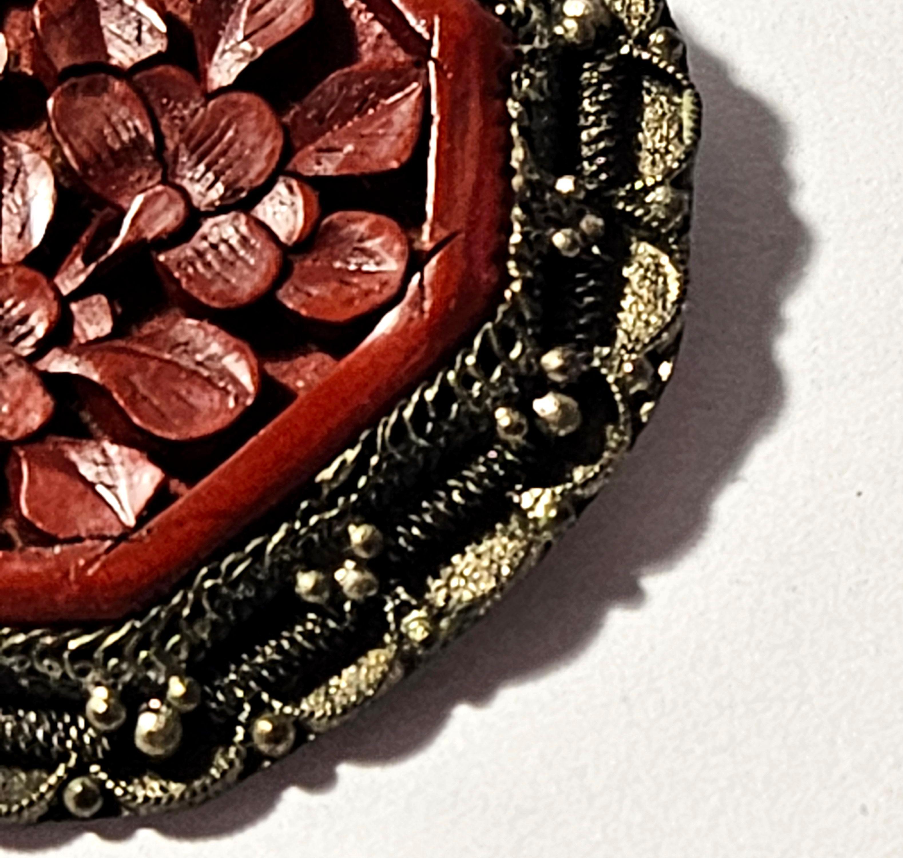 Dos broches antiguos chinos de cinabrio Ric#JD012-1&2 Chino en venta