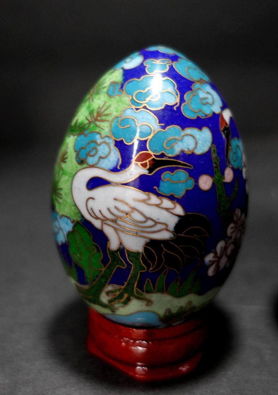 Chinese Export Two Chinese Cloisonné Enamel Egg 