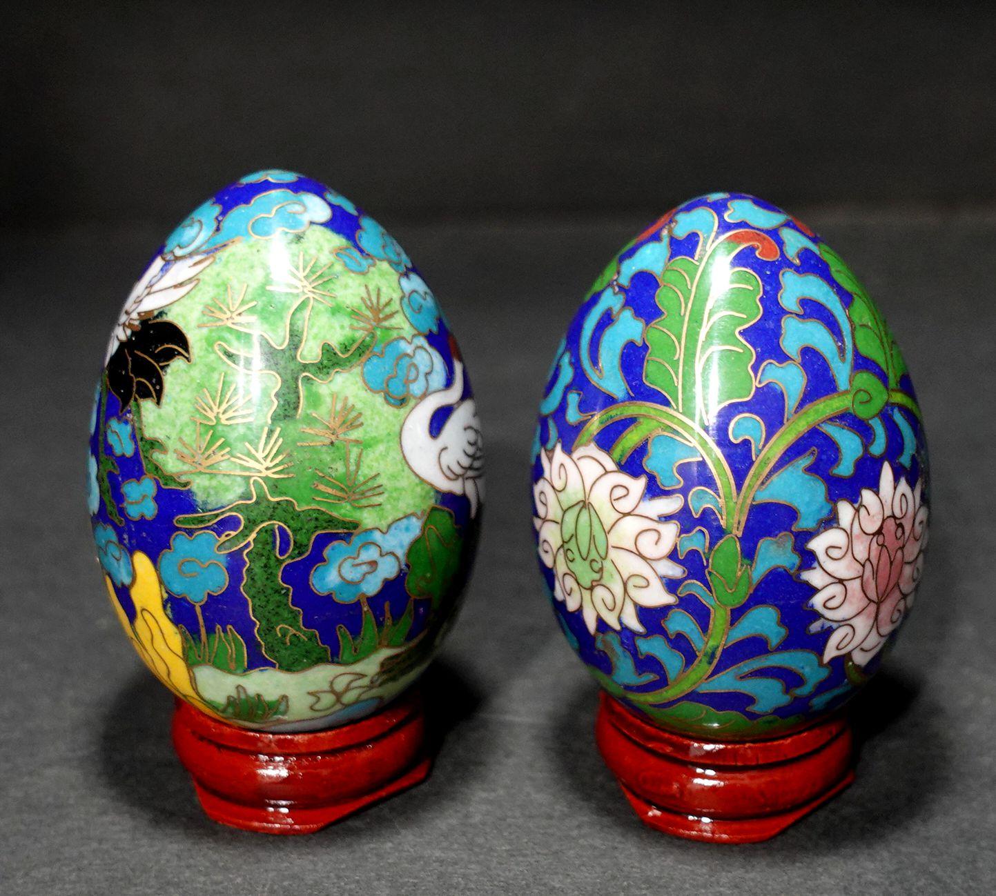Two Chinese Cloisonné Enamel Egg 