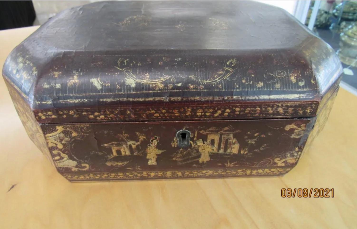 Two Chinese Export Lacquer Tea Caddy for the English Trade, Priced Per Tea Caddy For Sale 2