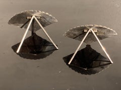 Two Chinese Export Silver Place Card Holders by Wang Hing, Early 20th Century