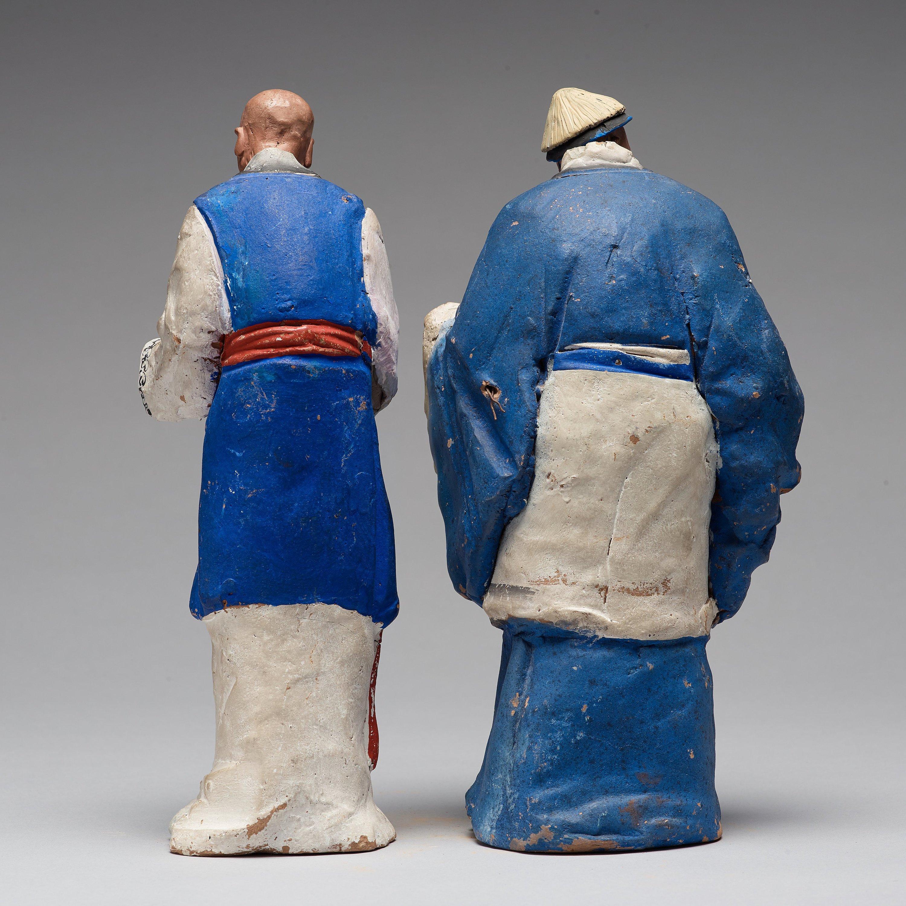 Two Chinese Figures in Sculptured and Painted Clay, Early 20th Century 1
