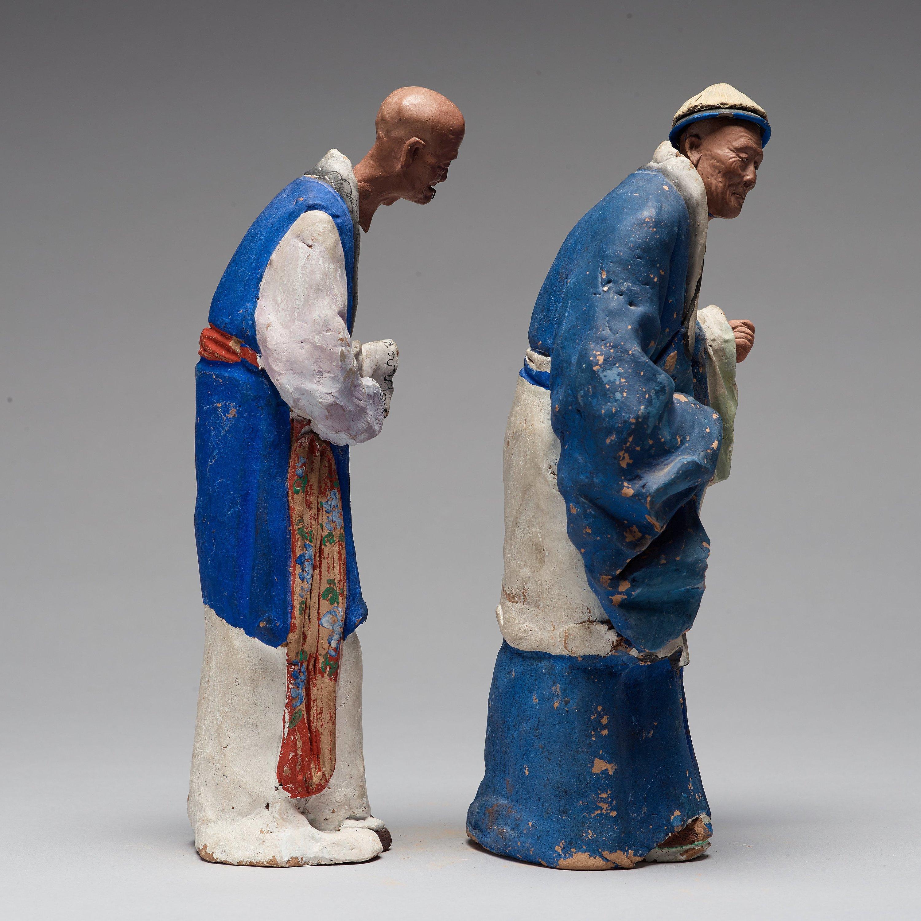 Two Chinese Figures in Sculptured and Painted Clay, Early 20th Century 2
