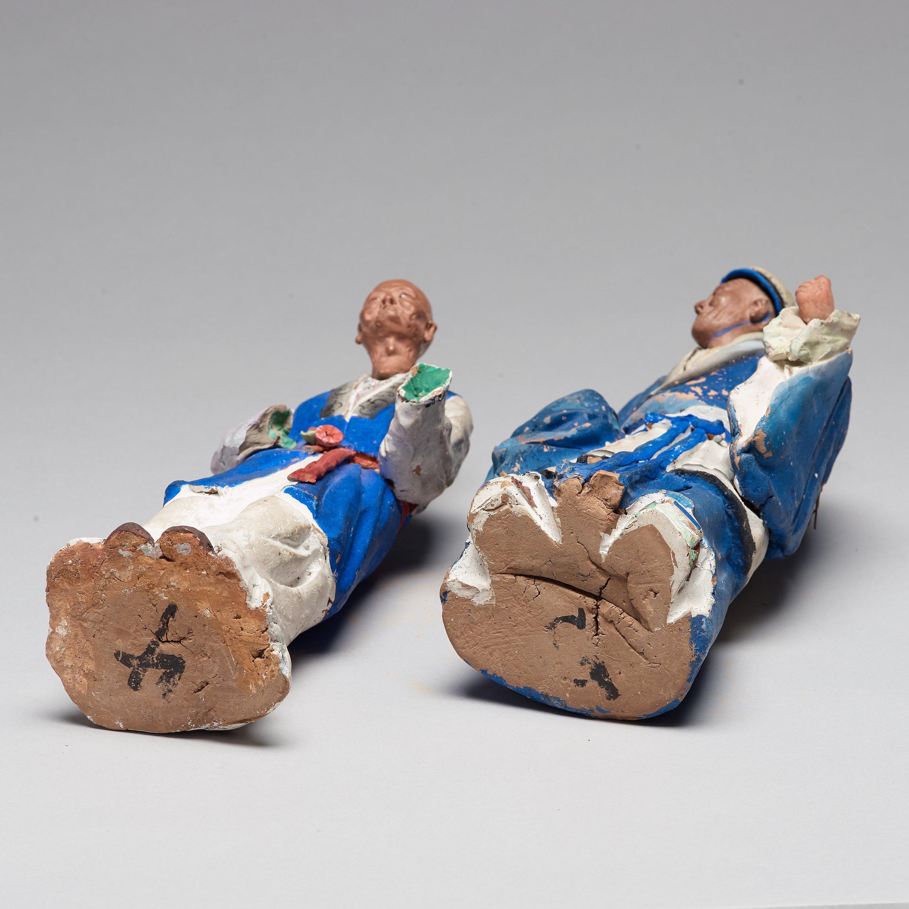 Two Chinese Figures in Sculptured and Painted Clay, Early 20th Century 3