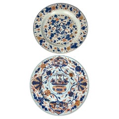 Used Two Chinese Imari Porcelain Chargers Hand-Painted Qianlong Era, Circa 1760