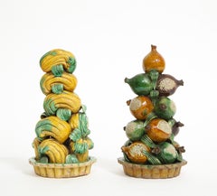 Two Chinese Kangxi '18th C.' Porcelain Fruit Stands, Buddhas Hand & Pomegranates