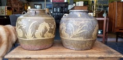 Two Chinese Martaban Stoneware Storage Jars
