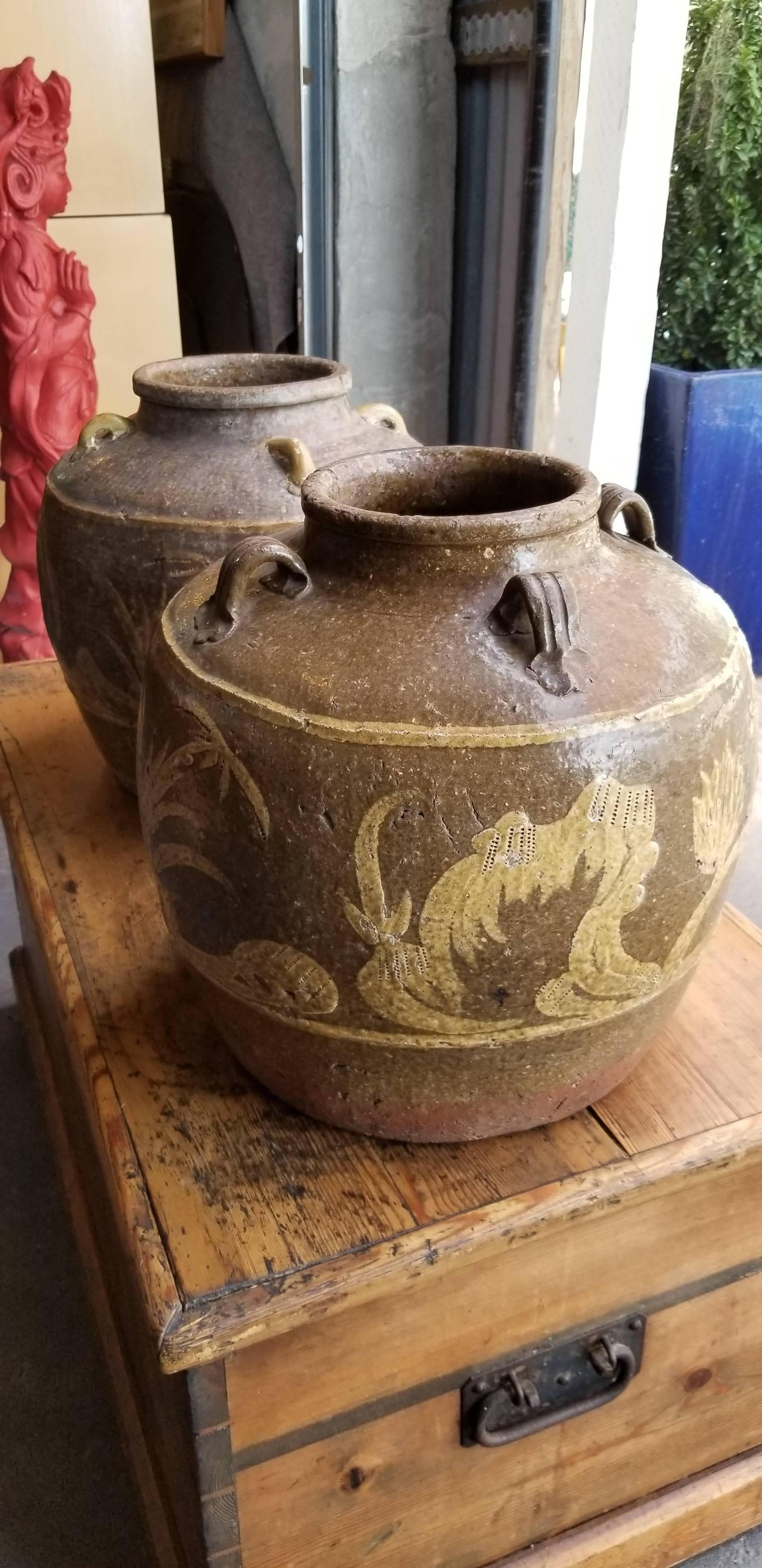 old stone storage jars