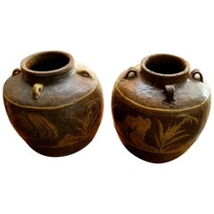 Two Chinese Martaban Stoneware Storage Jars