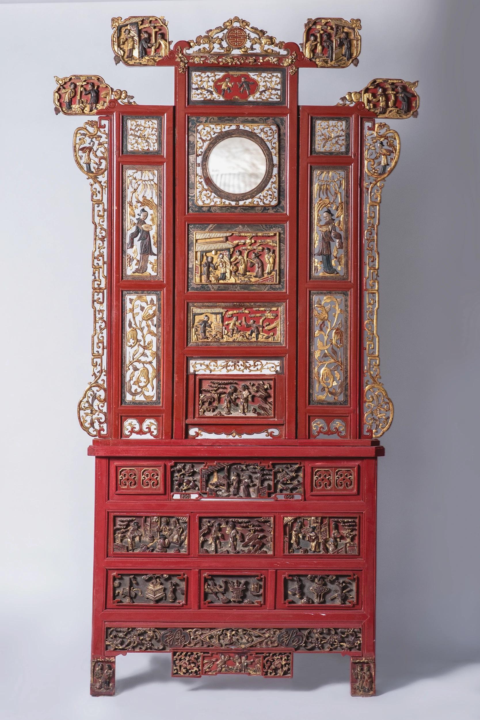 Carved Two Chinese panels, late 19th century, China, circa 1880