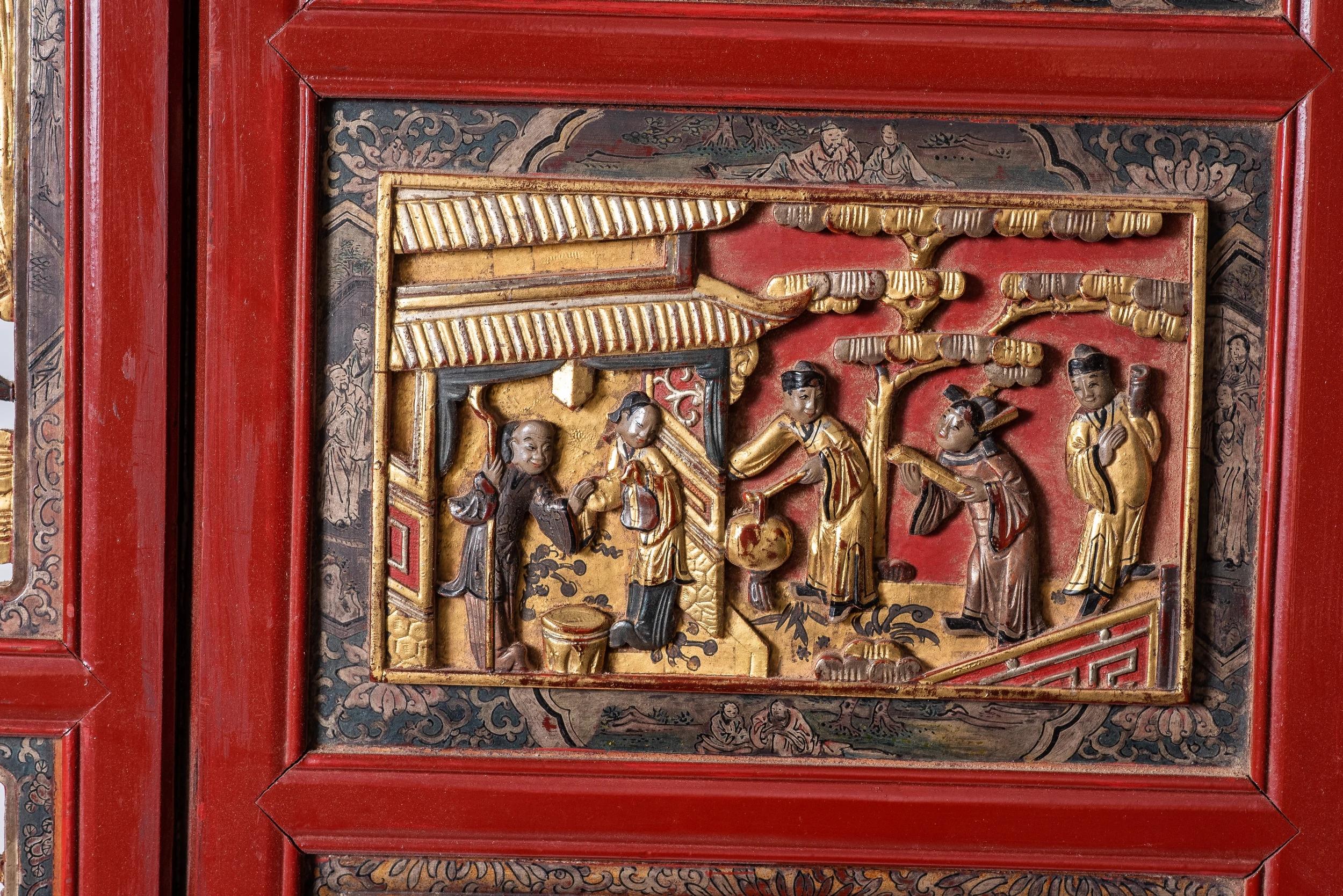 Gold Leaf Two Chinese panels, late 19th century, China, circa 1880