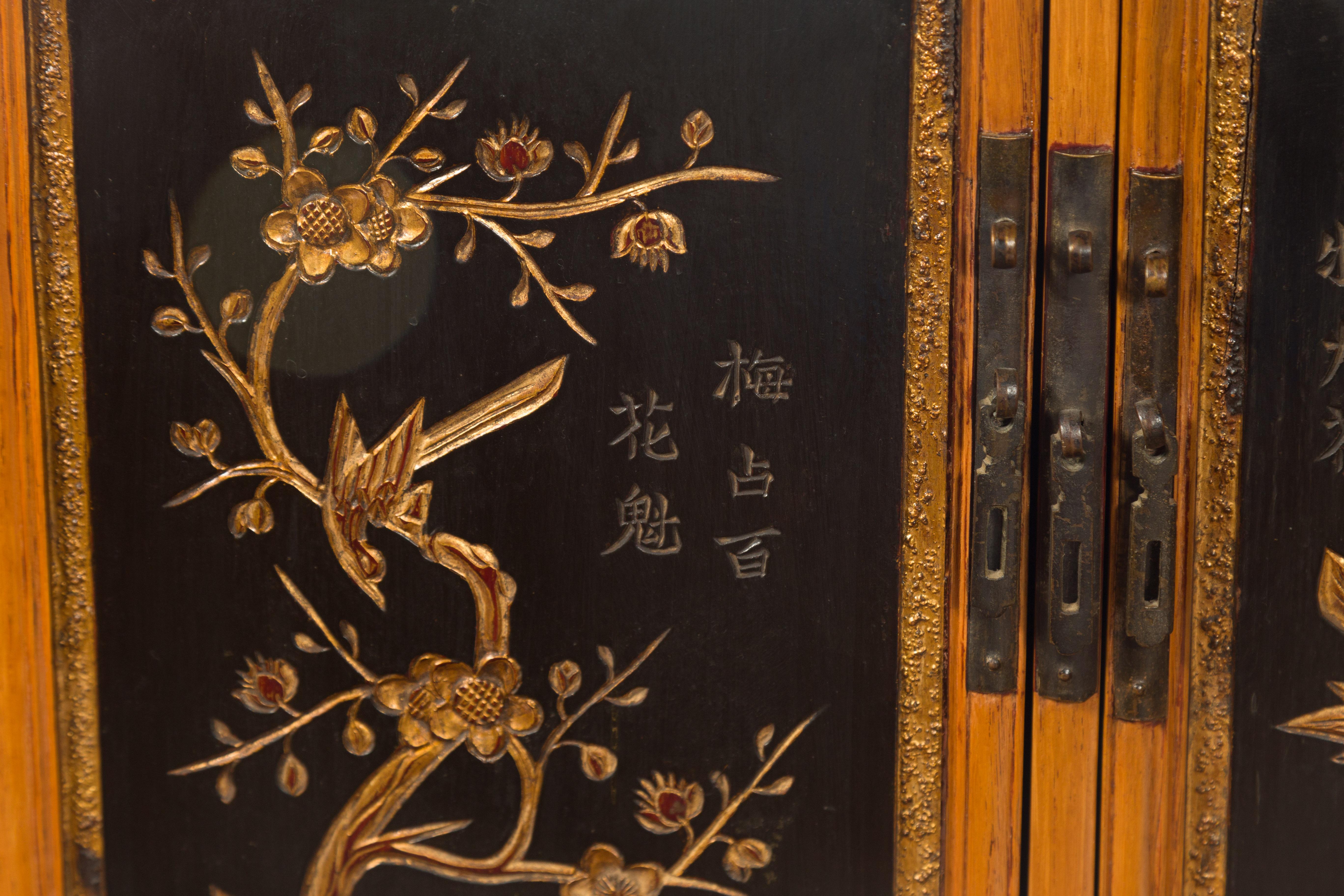 Two Chinese Qing Dynasty Fruitwood Side Cabinets with Carved Décor, Sold Each For Sale 9