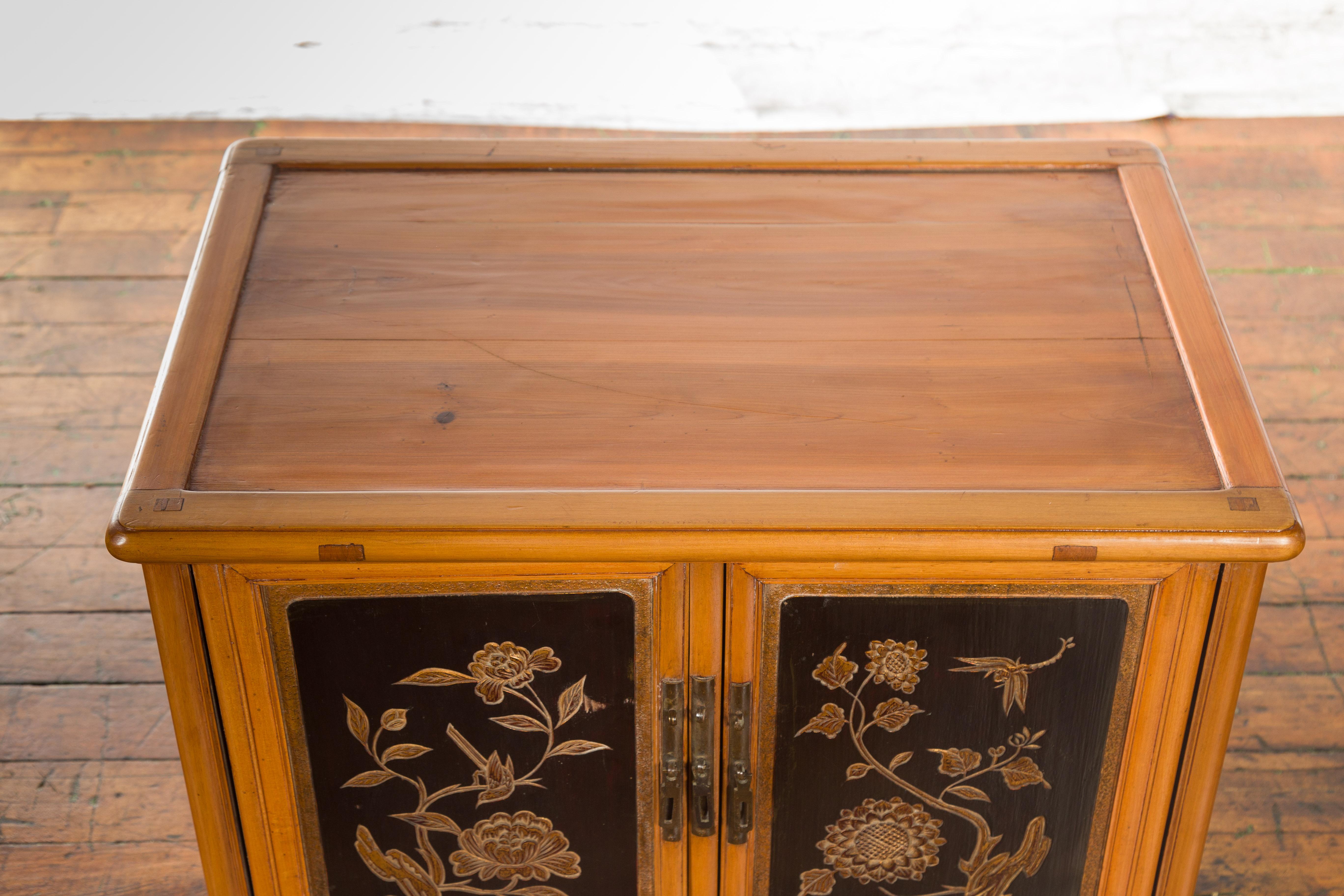 Two Chinese Qing Dynasty Fruitwood Side Cabinets with Carved Décor, Sold Each For Sale 10